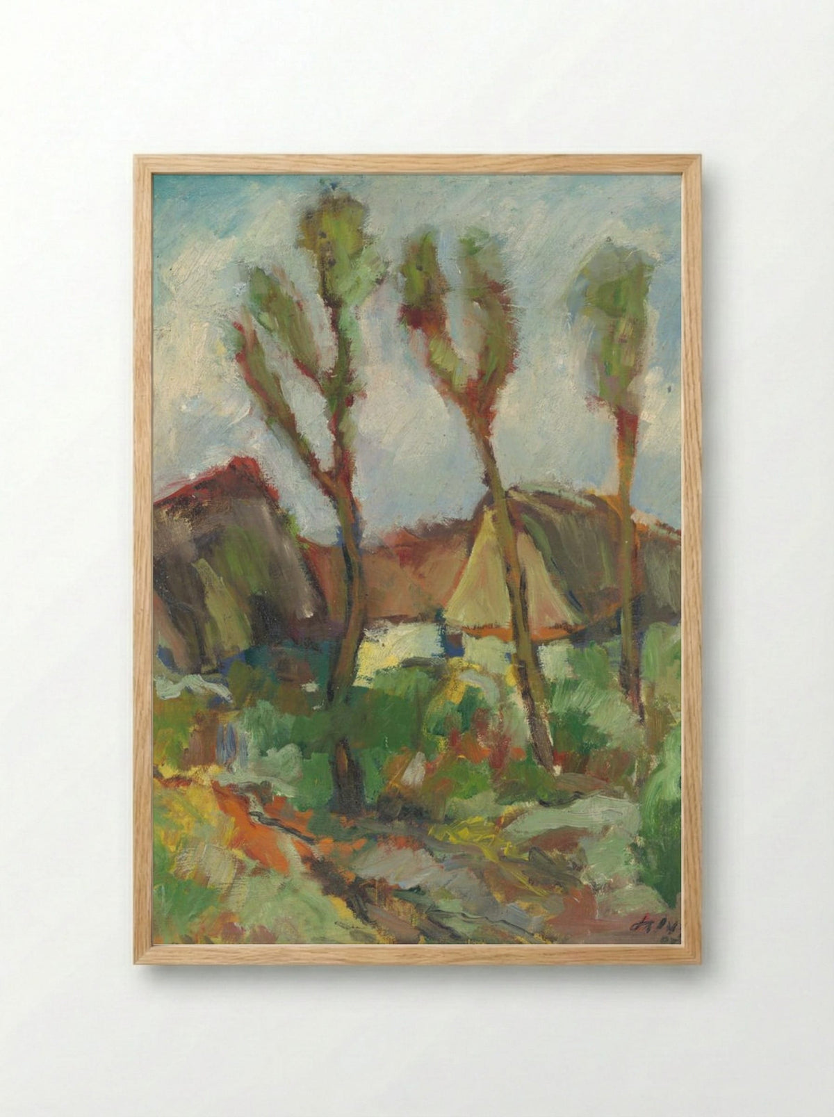 Sketch of a Landscape with Poplars - Zolo Palugyay - Framed Print Wood