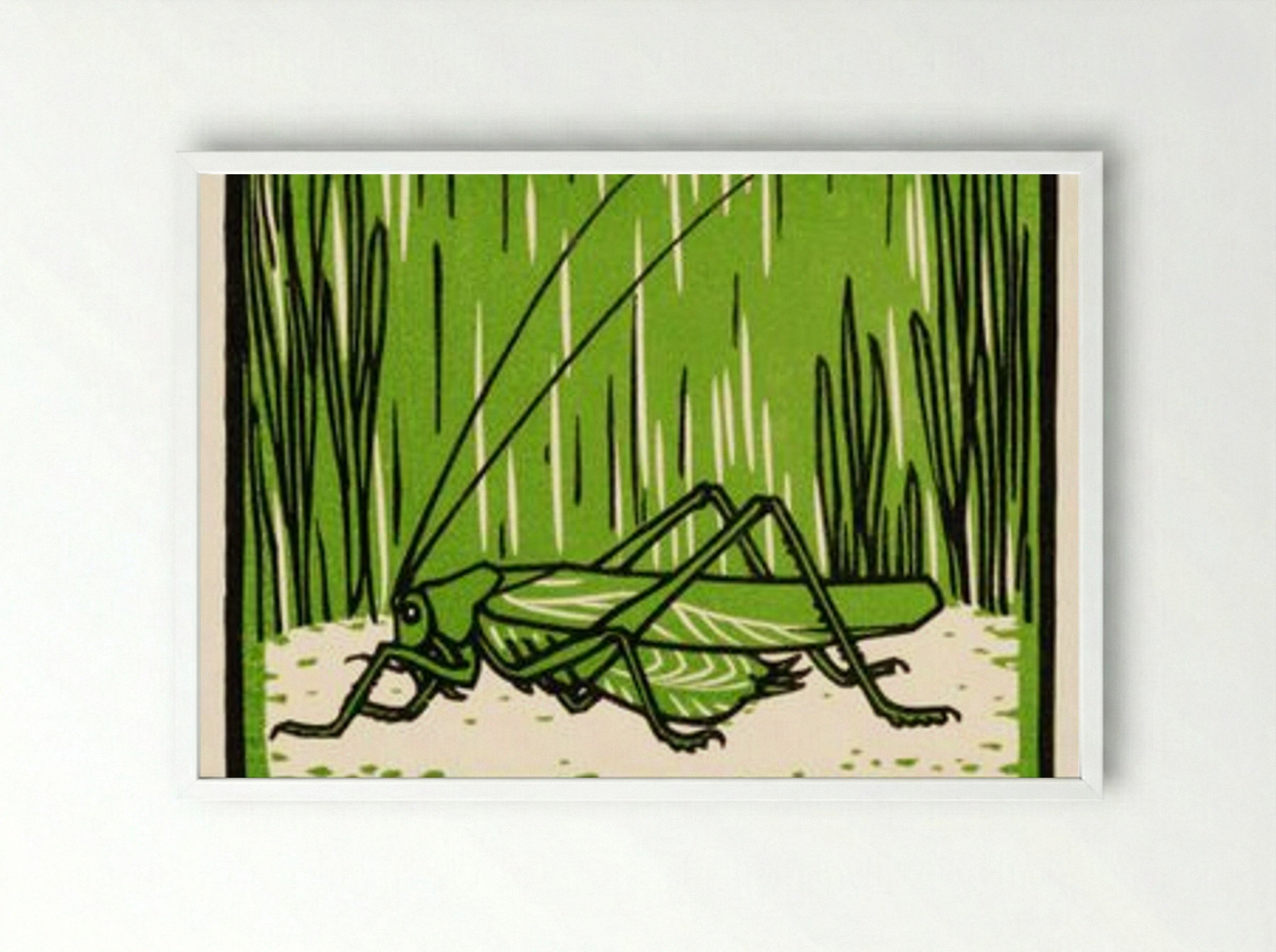 Grasshopper - Julie de Graag - Framed Print White