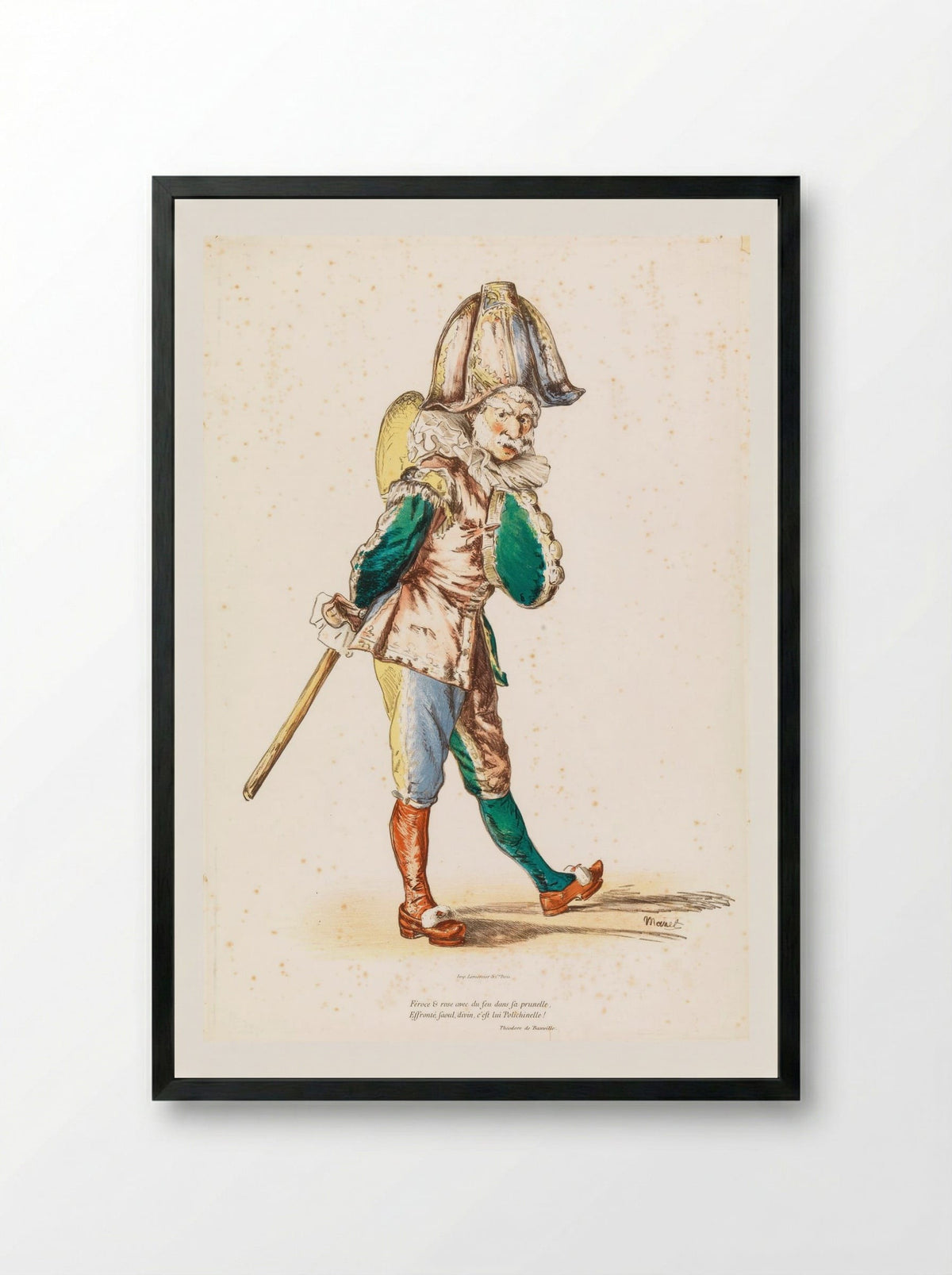 Polichinelle - Édouard Manet - Framed Print Black