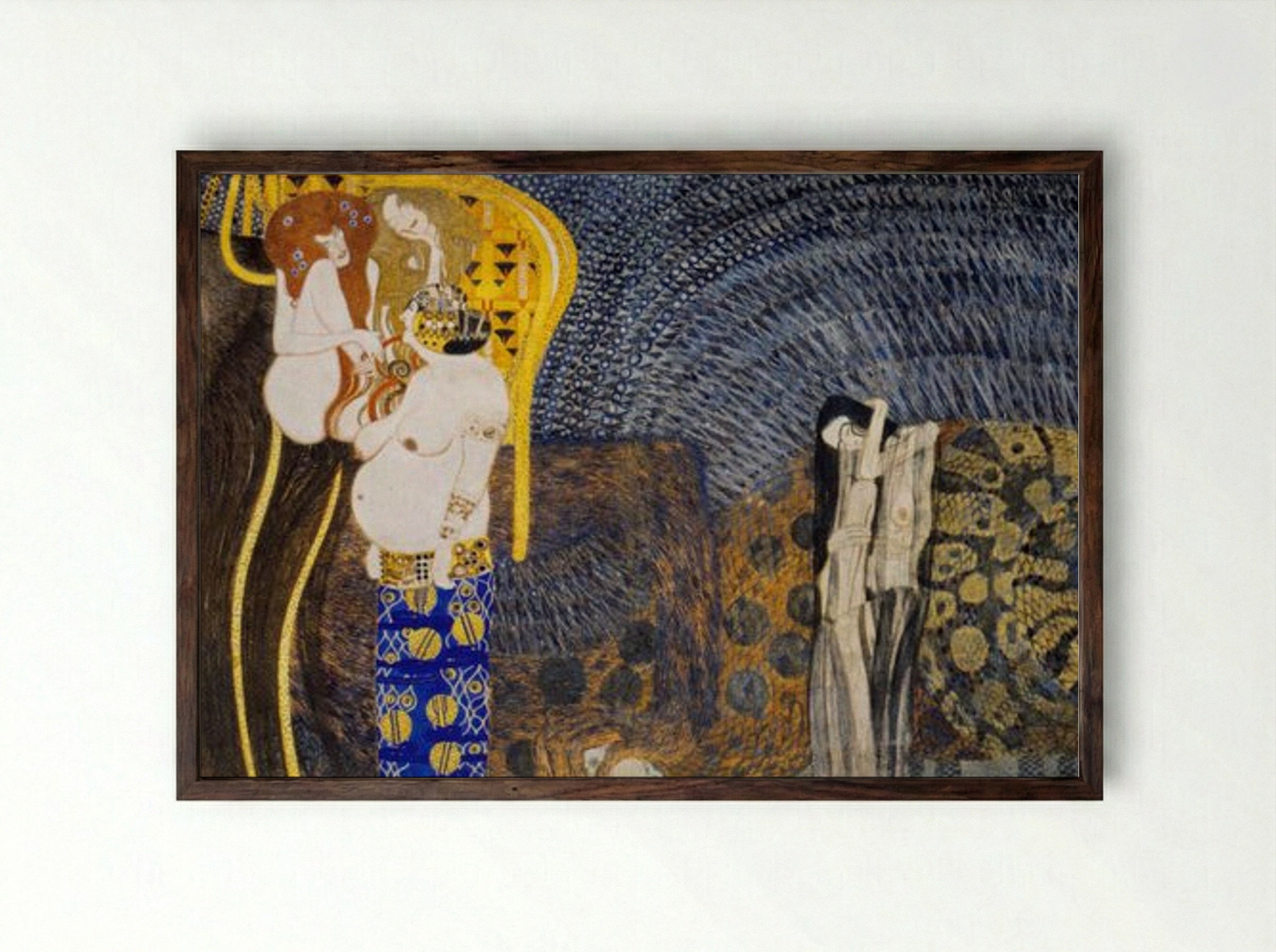 The Hostile Powers - Gustav Klimt - Framed Print Dark Wood