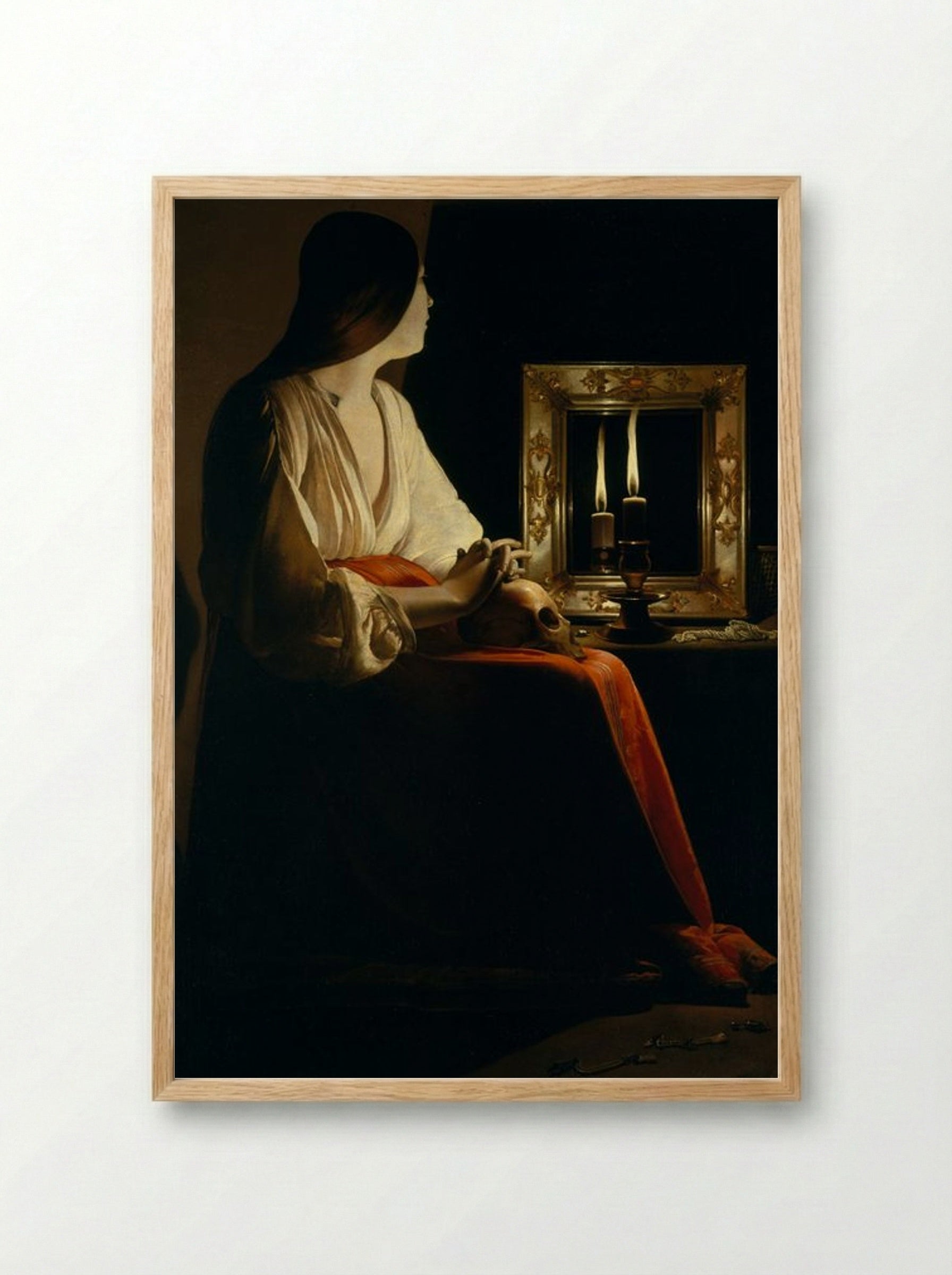 The Penitent Magdalen - Georges de La Tour - Framed Print Wood