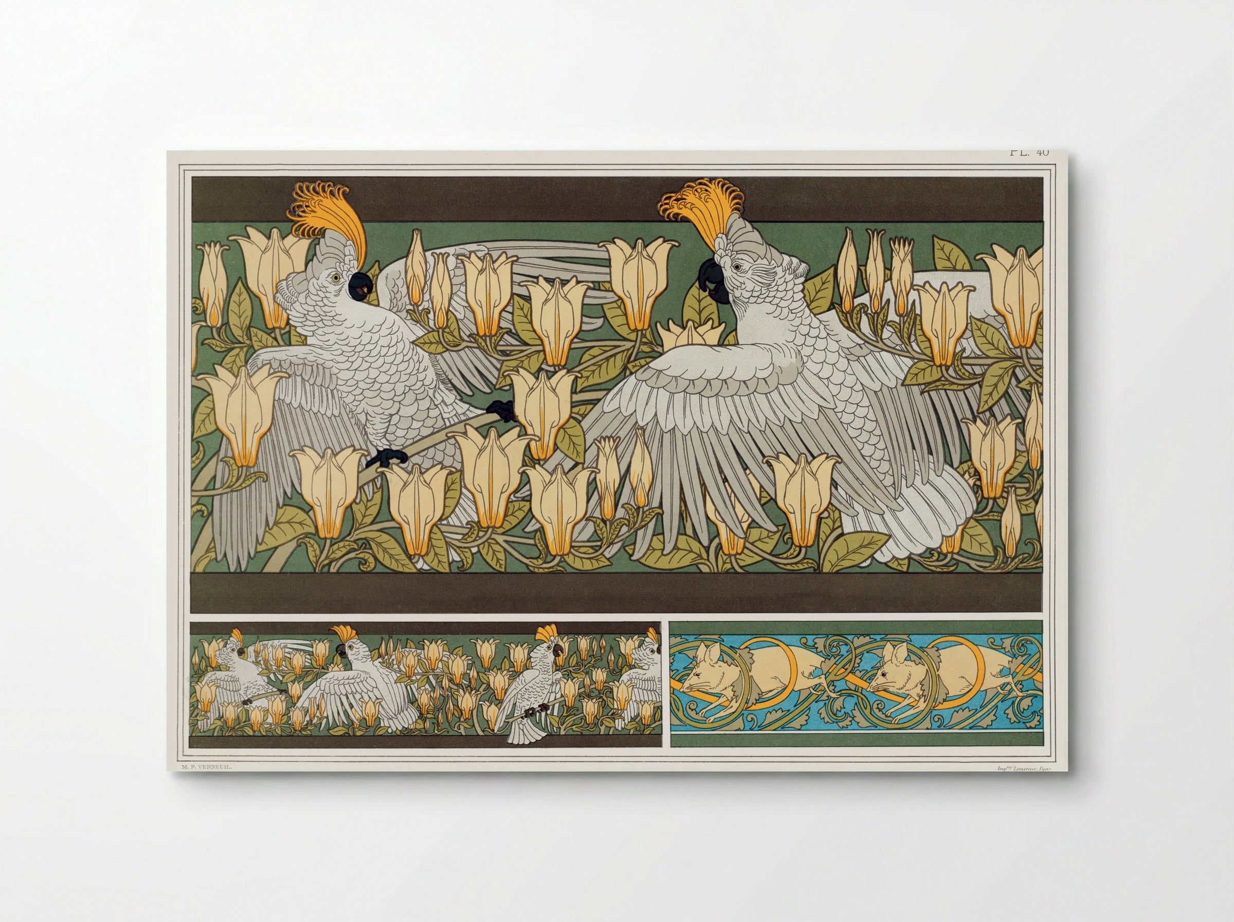 Cacatoès et Magnolia, Bordure; Souris Blanches - Maurice Pillard Verneuil - Poster