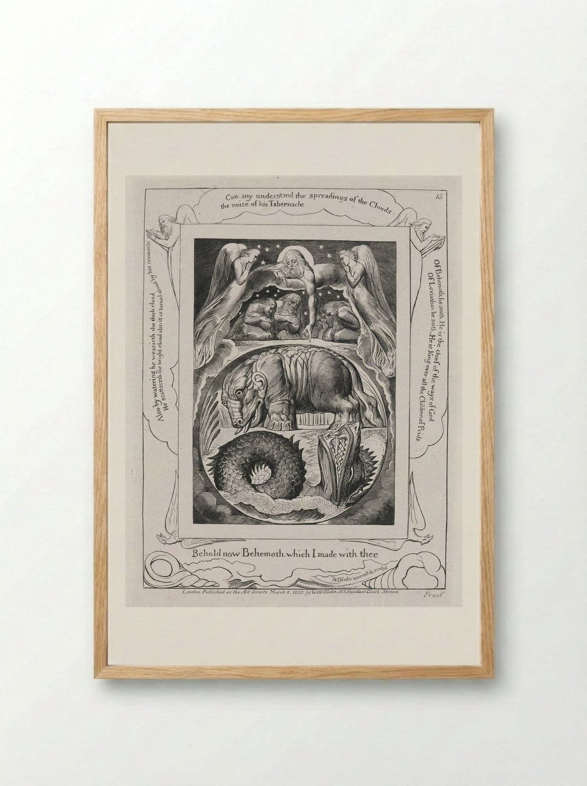 Behold now Behemoth which I made with thee - William Blake - Framed Print Wood