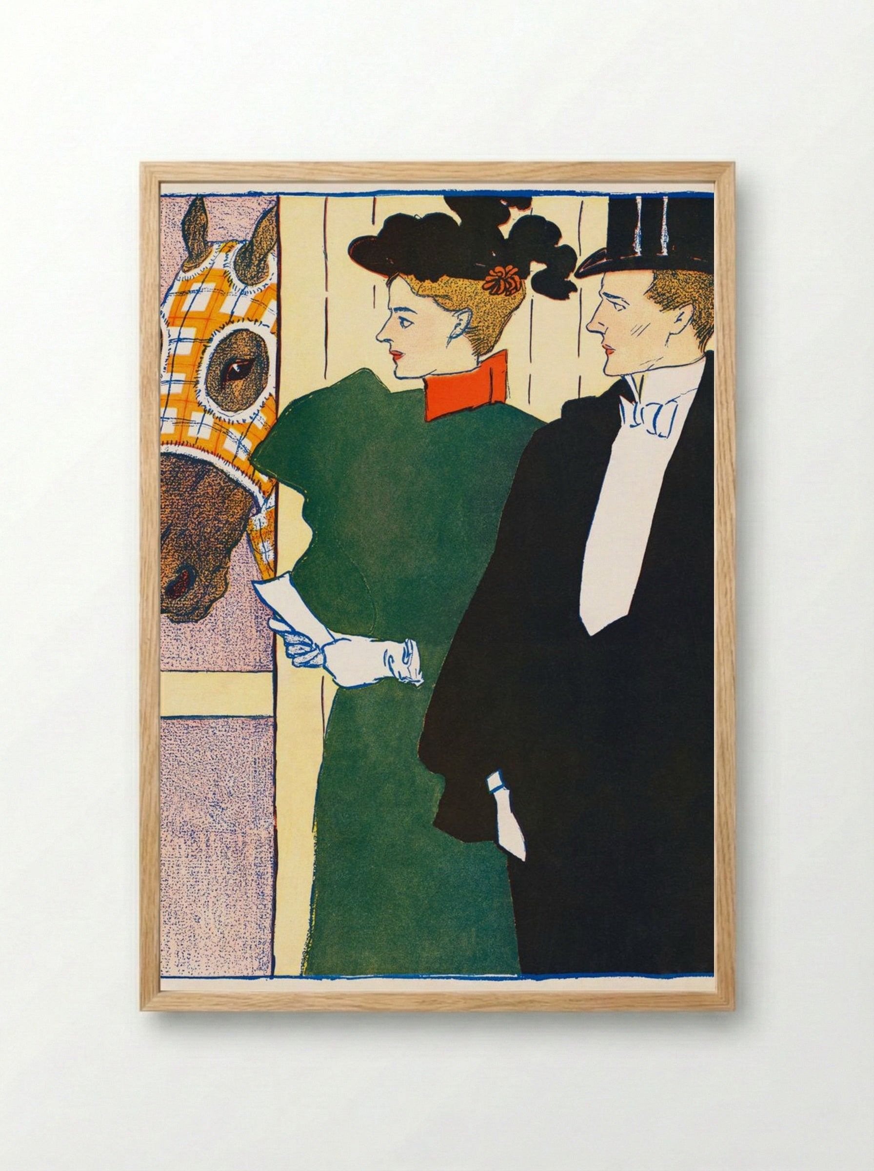 Woman Holding a Horse Racing Ticket - Edward Penfield - Framed Print Wood