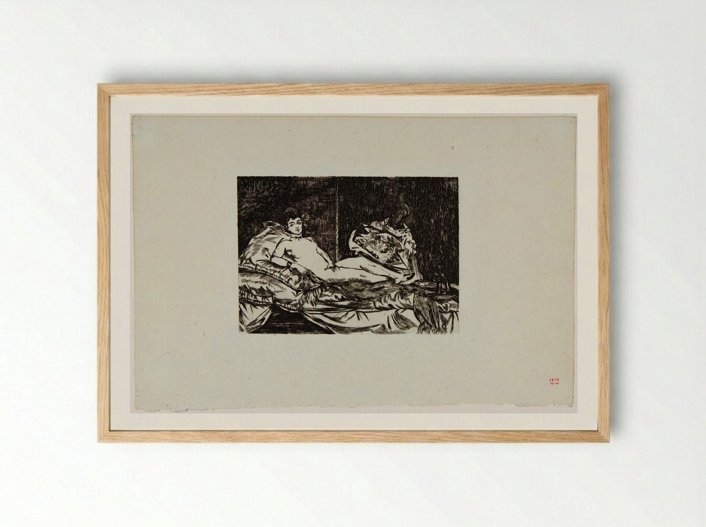 Olympia (large plate) - Édouard Manet - Framed Print Wood