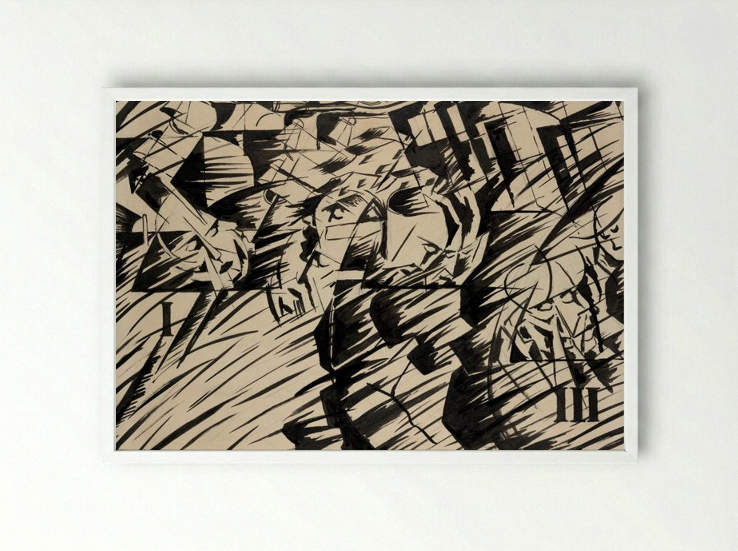 States of Mind I: The Farewells - Umberto Boccioni - Framed Print White