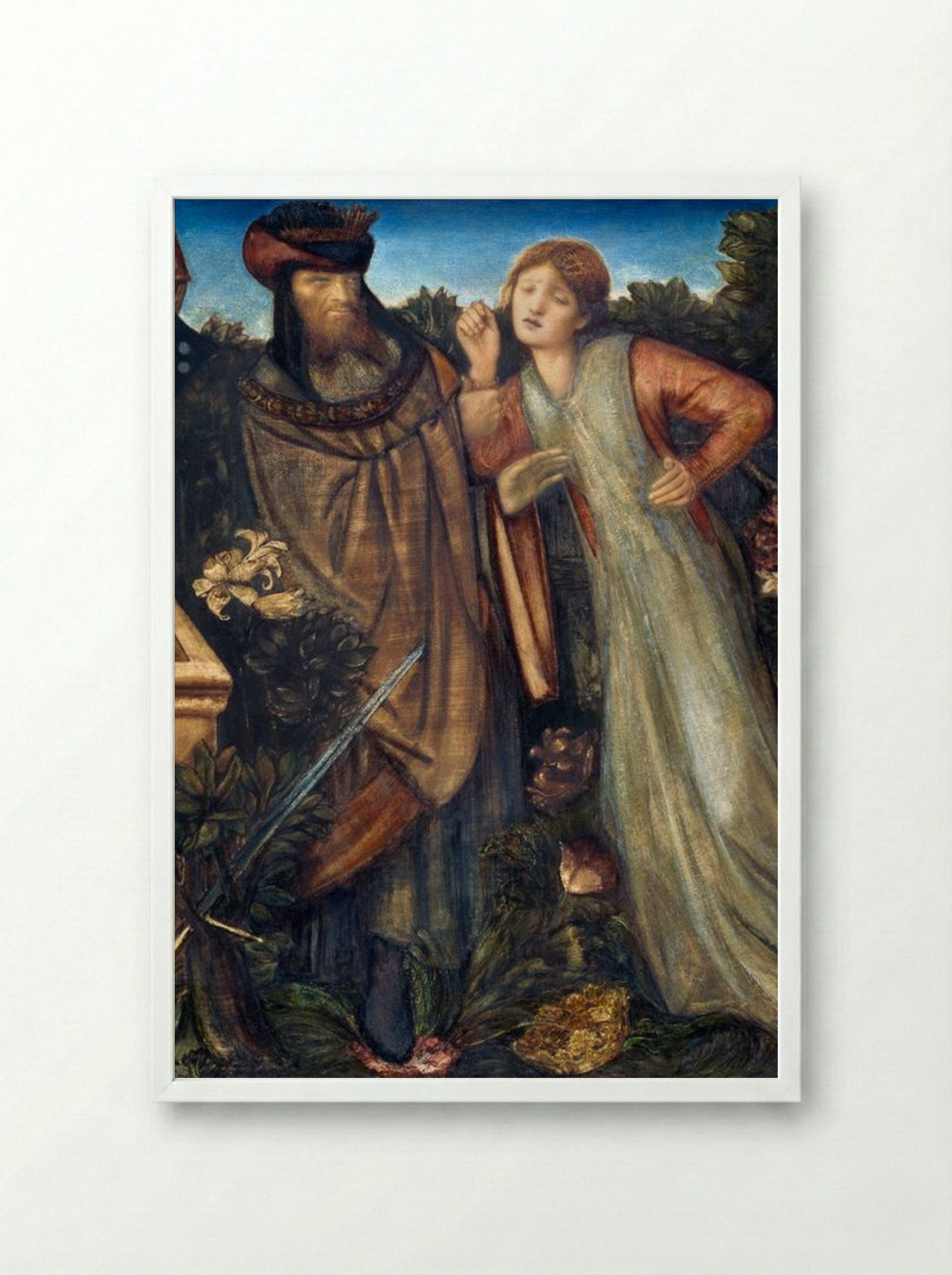 King Mark and La Belle Iseult - Edward Burne-Jones - Framed Print White