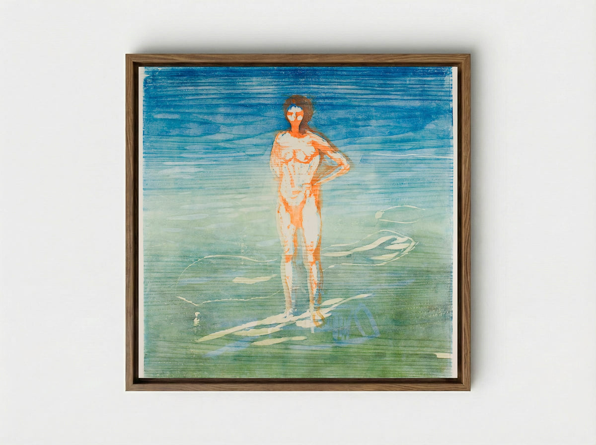 Man Bathing - Edvard Munch - Framed Canvas Wood