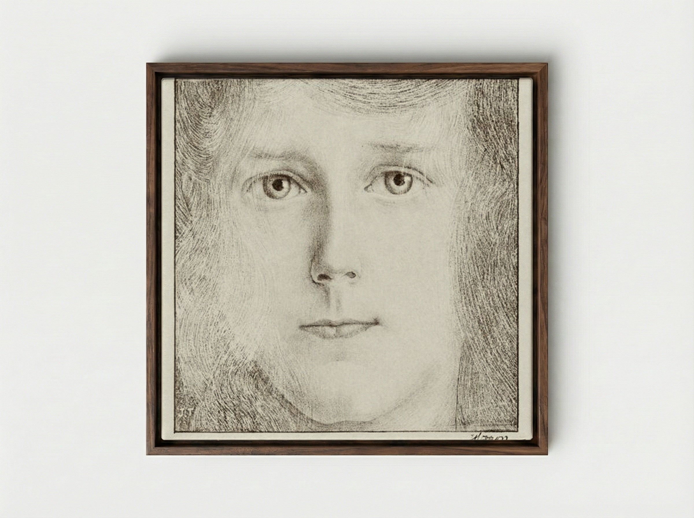 Portrait of Willy Timmerman - Jan Toorop - Framed Canvas Dark Wood