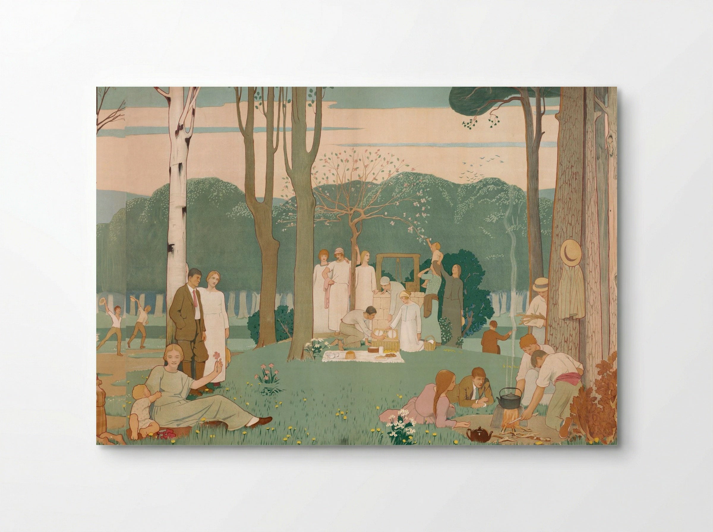 Men, Women, and Children at a Picnic in the Park - Fine Art Print - Poster
