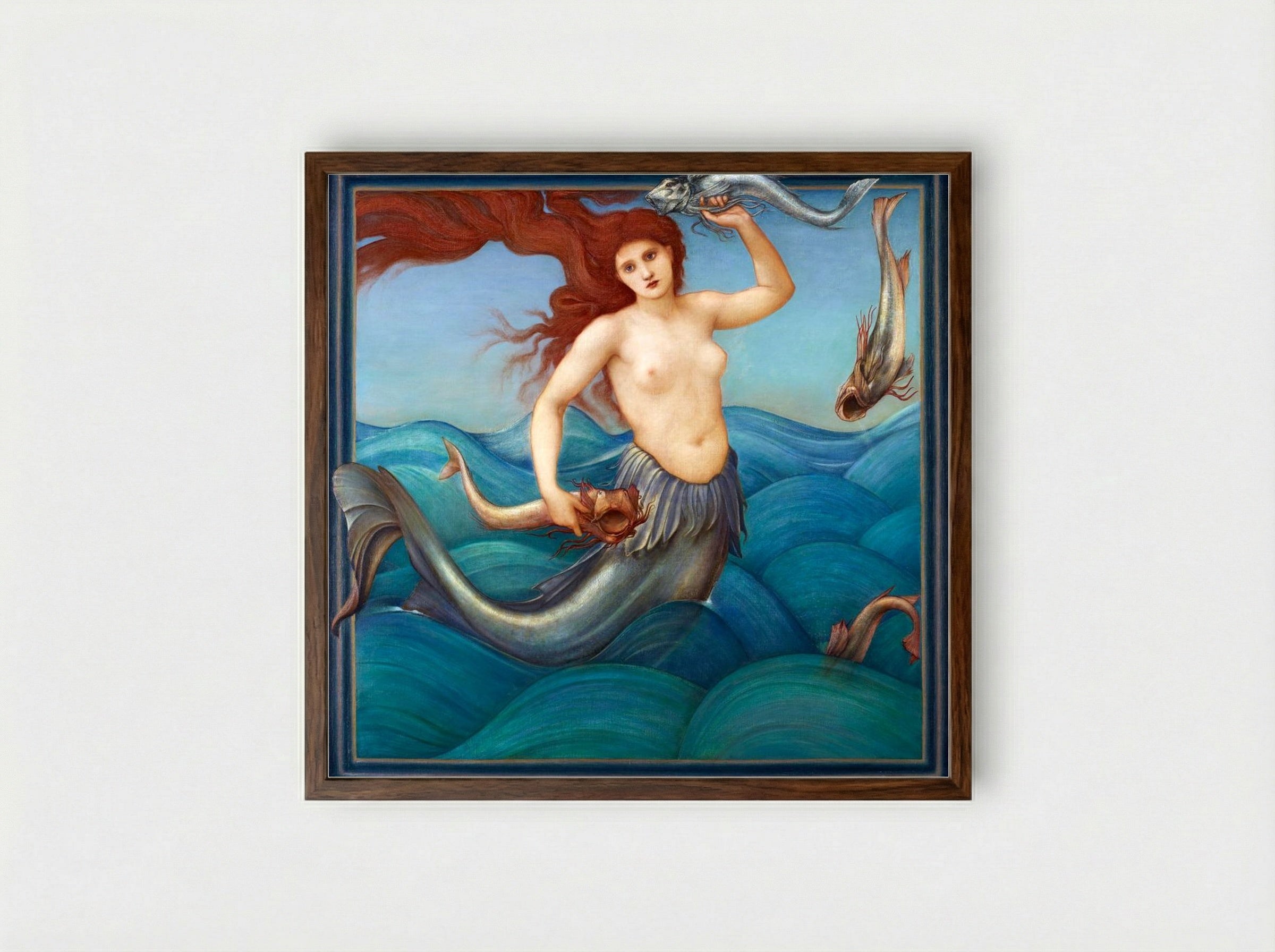 A Sea Nymph - Edward Burne-Jones - Framed Print Dark Wood