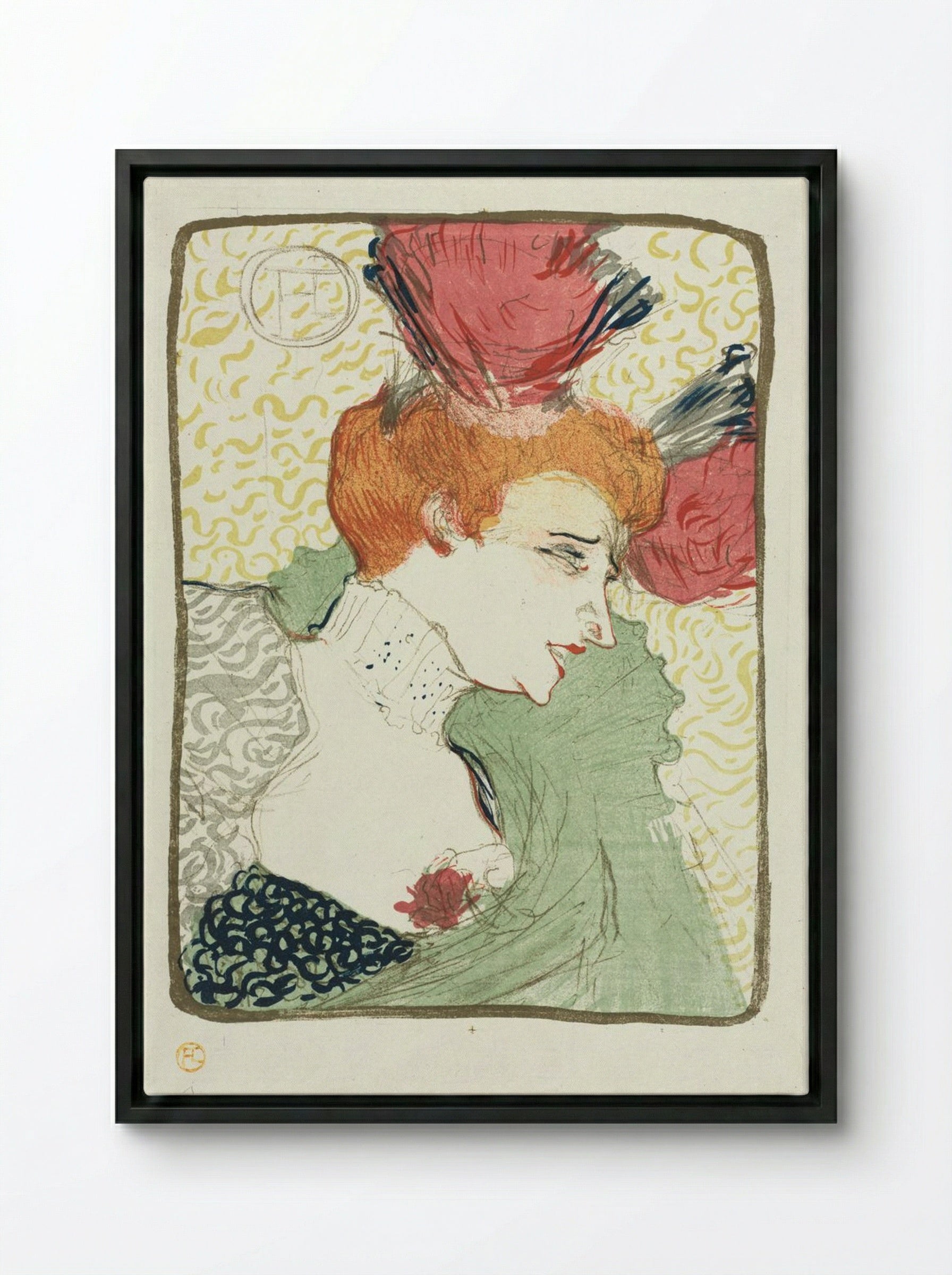 Bust of Mademoiselle Lender - Henri de Toulouse-Lautrec - Framed Canvas Black