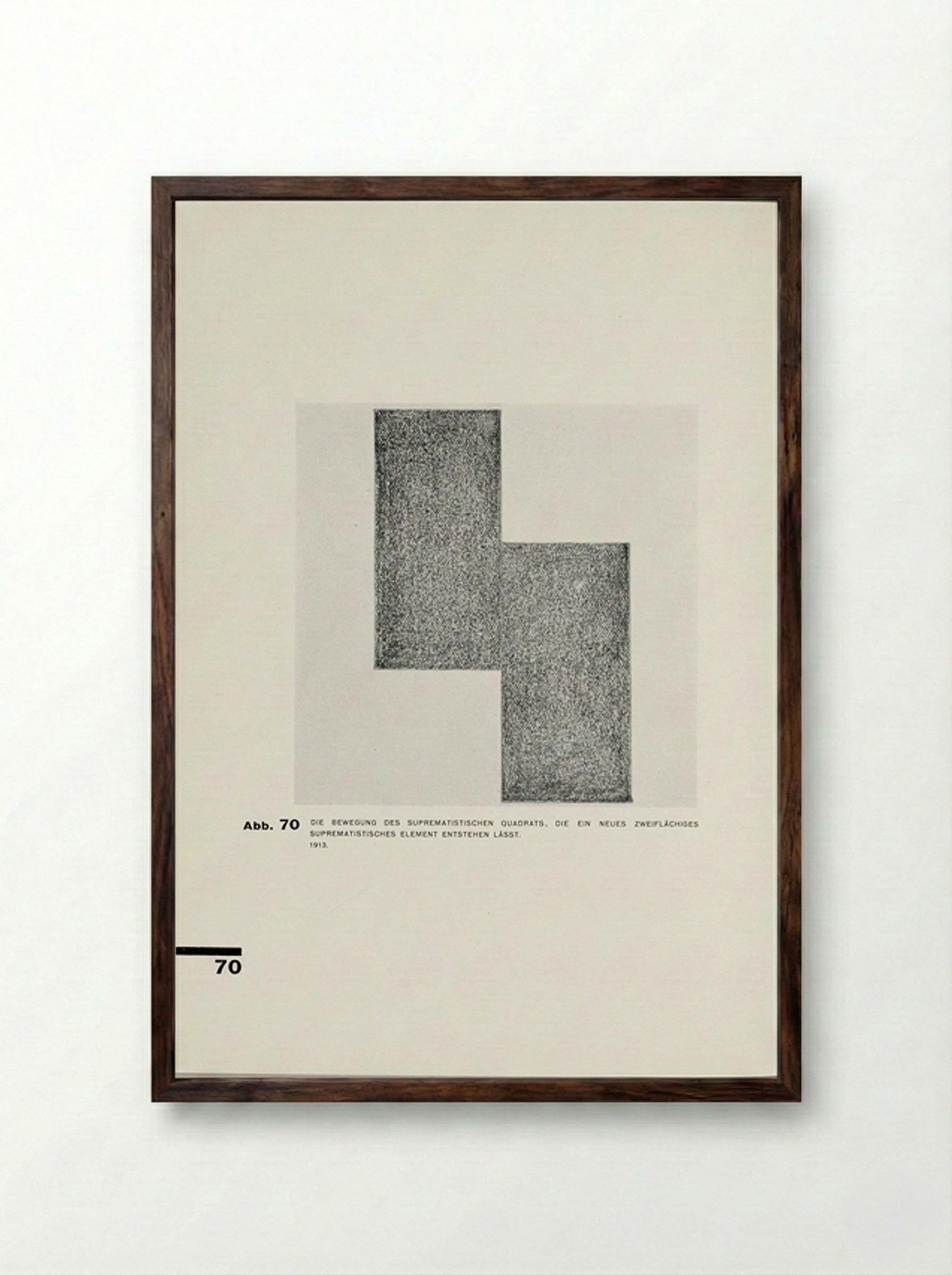 The Movement of the Suprematistic Square, Which Constitutes a New Dihedral Suprematistic Element - Kazimir Malevich - Framed Print Dark Wood