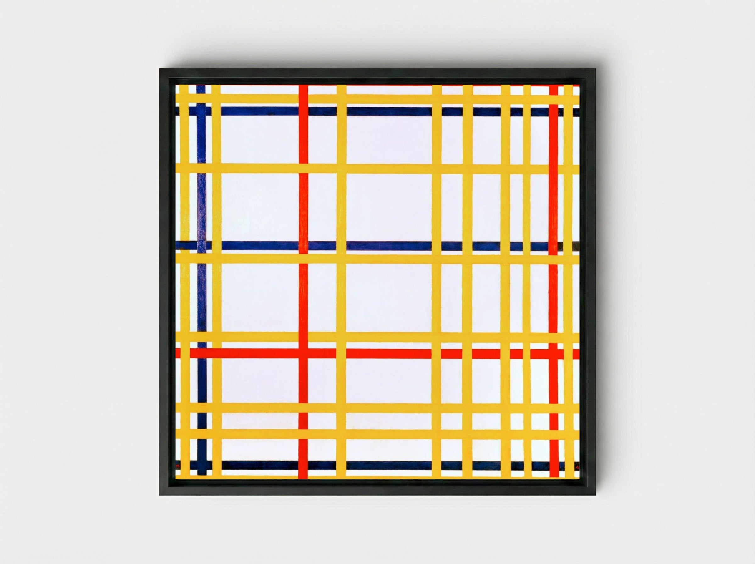 New York City I - Piet Mondrian - Framed Canvas Black