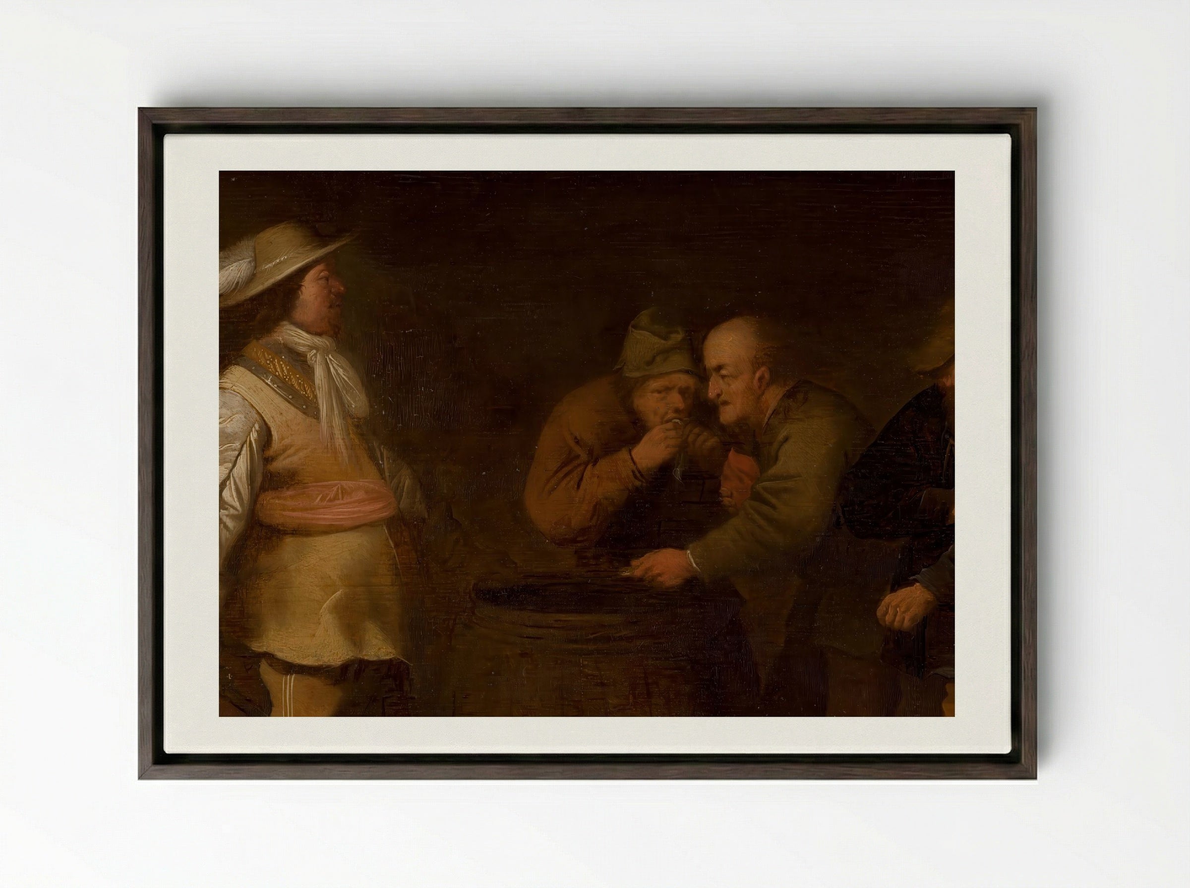 The Yielding of War Booty - Esaias van de Velde - Framed Canvas Dark Wood