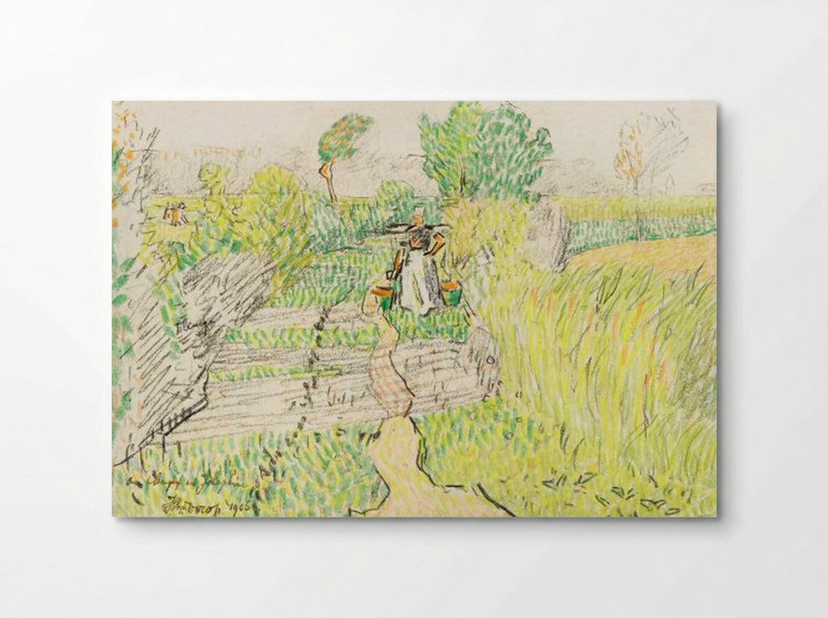 Peasant Woman with Milk Buckets in a Wheat Field - Jan Toorop - Poster