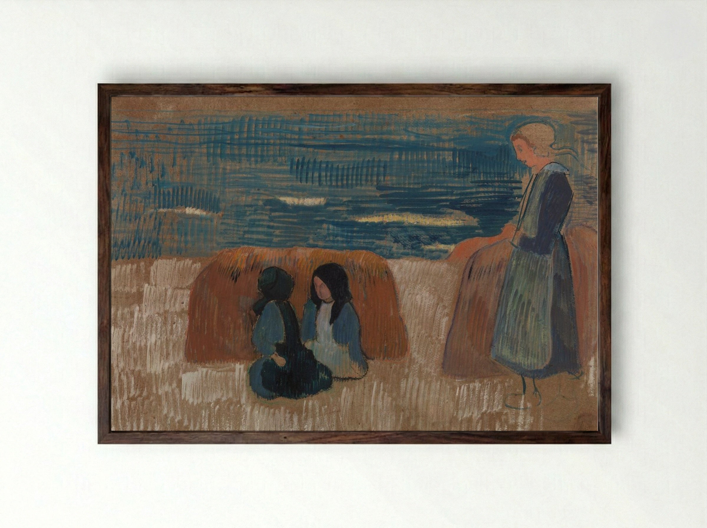 Breton Women by the Sea - Paul Sérusier - Framed Print Dark Wood