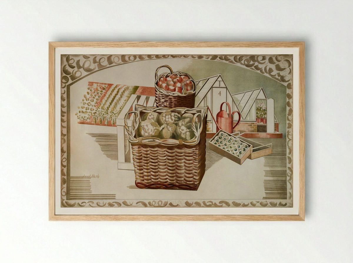 Fruit Gardens and Orchard - Paul Nash - Framed Print Wood