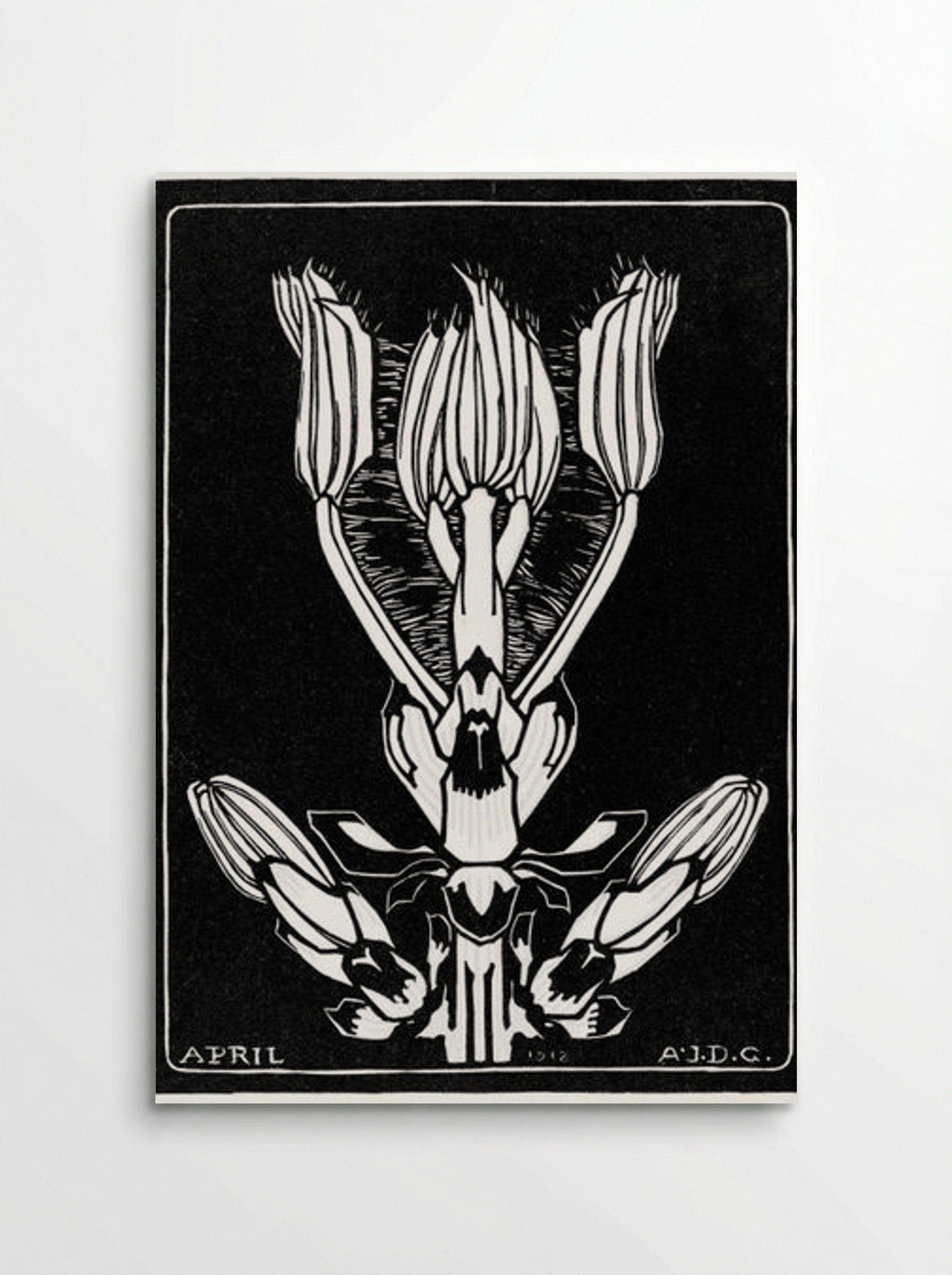 April (Floral Woodcut) - Julie de Graag - Poster