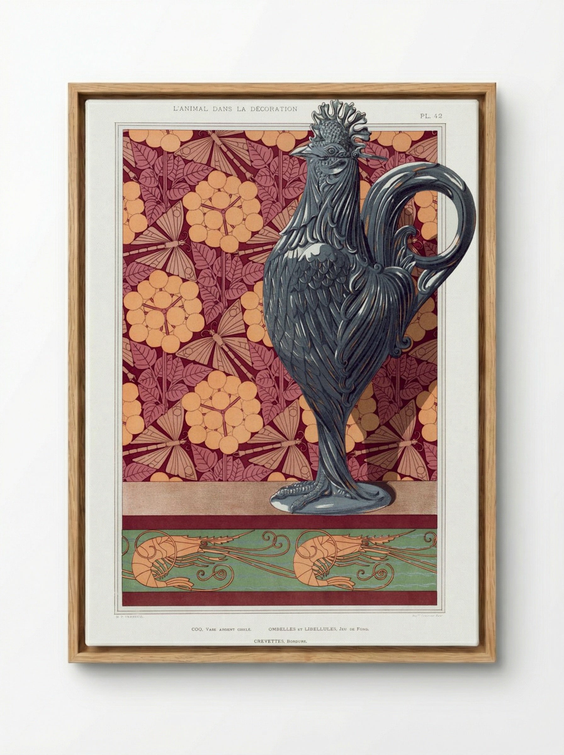 Crevettes, Bordure - Maurice Pillard Verneuil - Framed Canvas Wood