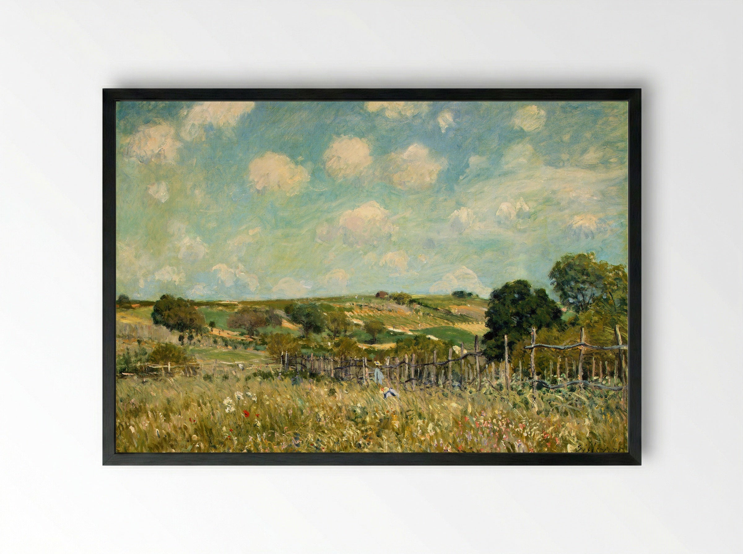 Meadow with Fence - Armand Guillaumin - Framed Print Black
