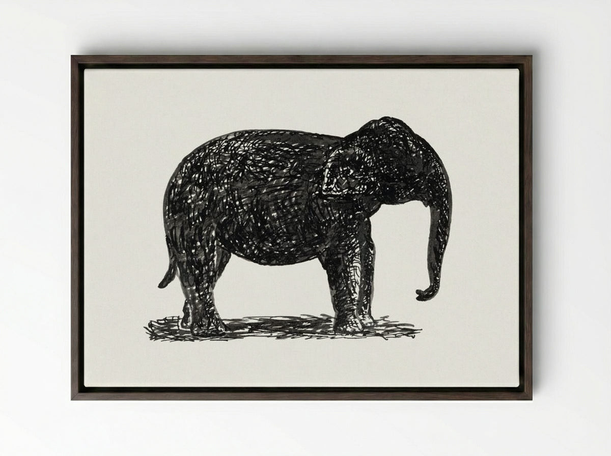 Elephant - Leo Gestel - Framed Canvas Dark Wood