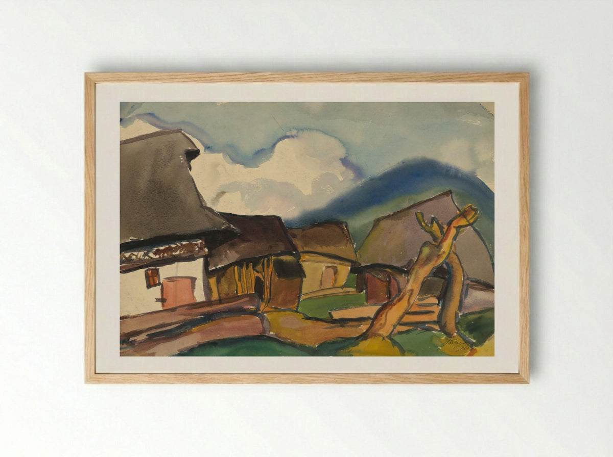 Village Scene - Zolo Palugyay - Framed Print Wood