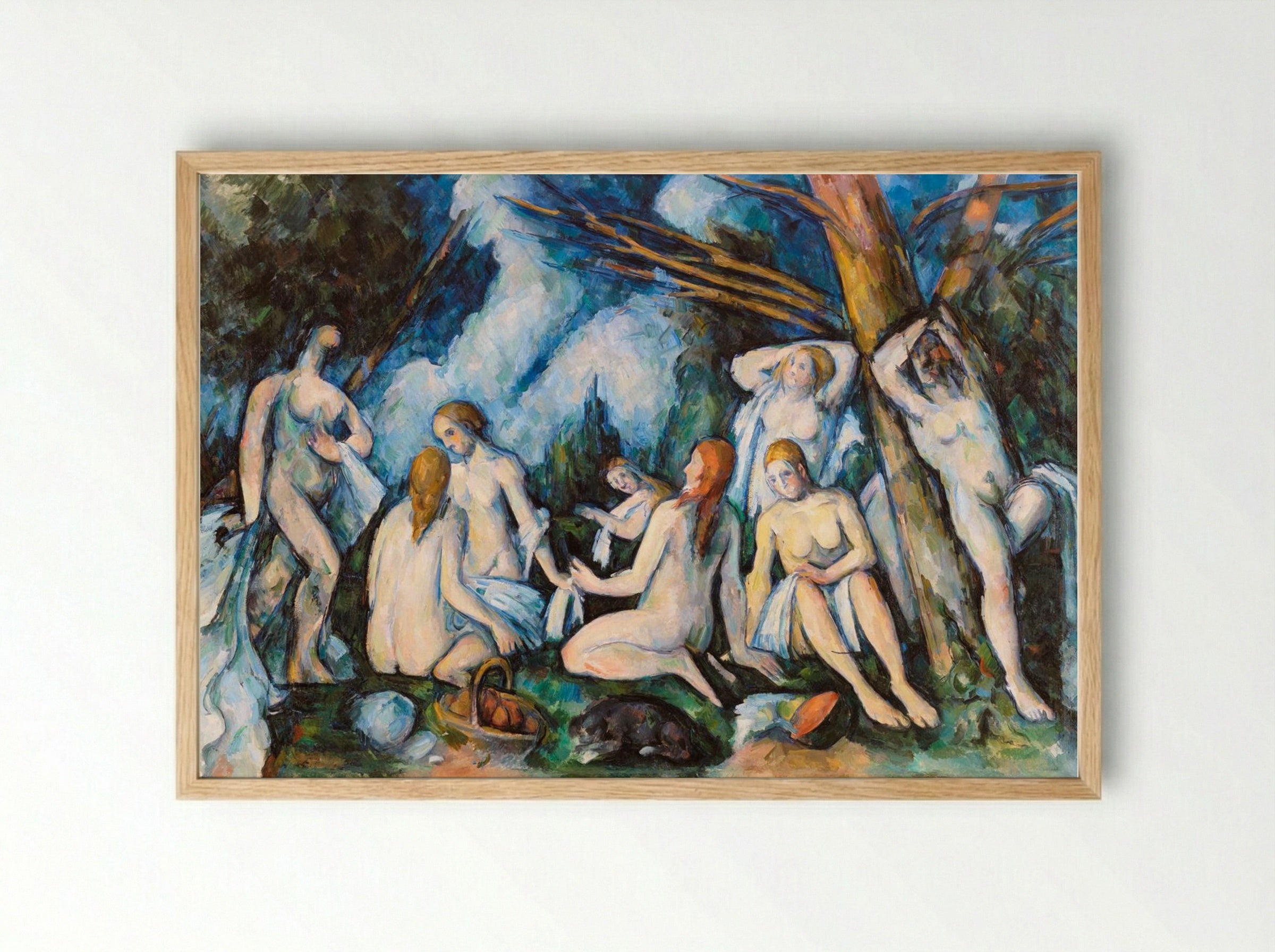 The Large Bathers (Les Grandes Baigneuses) - Paul Cézanne - Framed Print Wood