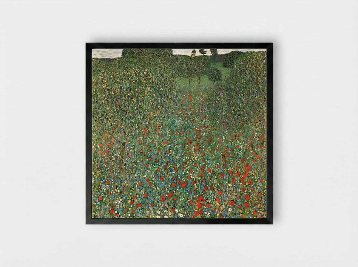 Poppy Field - Gustav Klimt - Framed Print Black