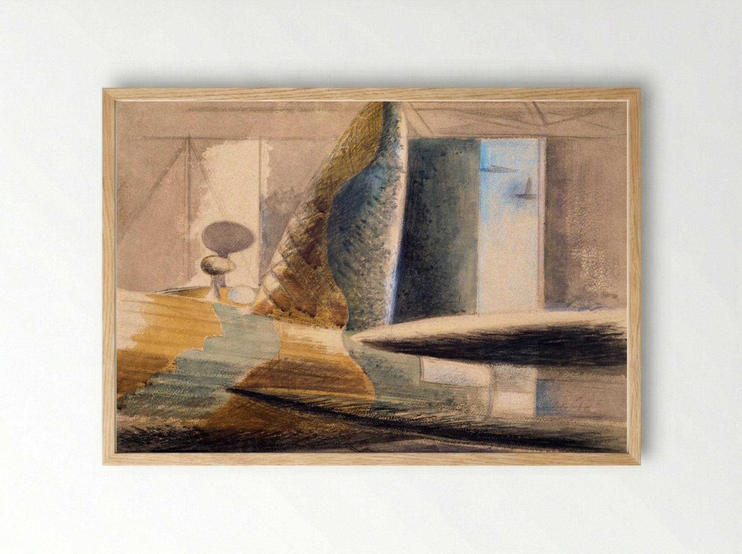 Bomber Lair: Egg and Fin - Paul Nash - Framed Print Wood