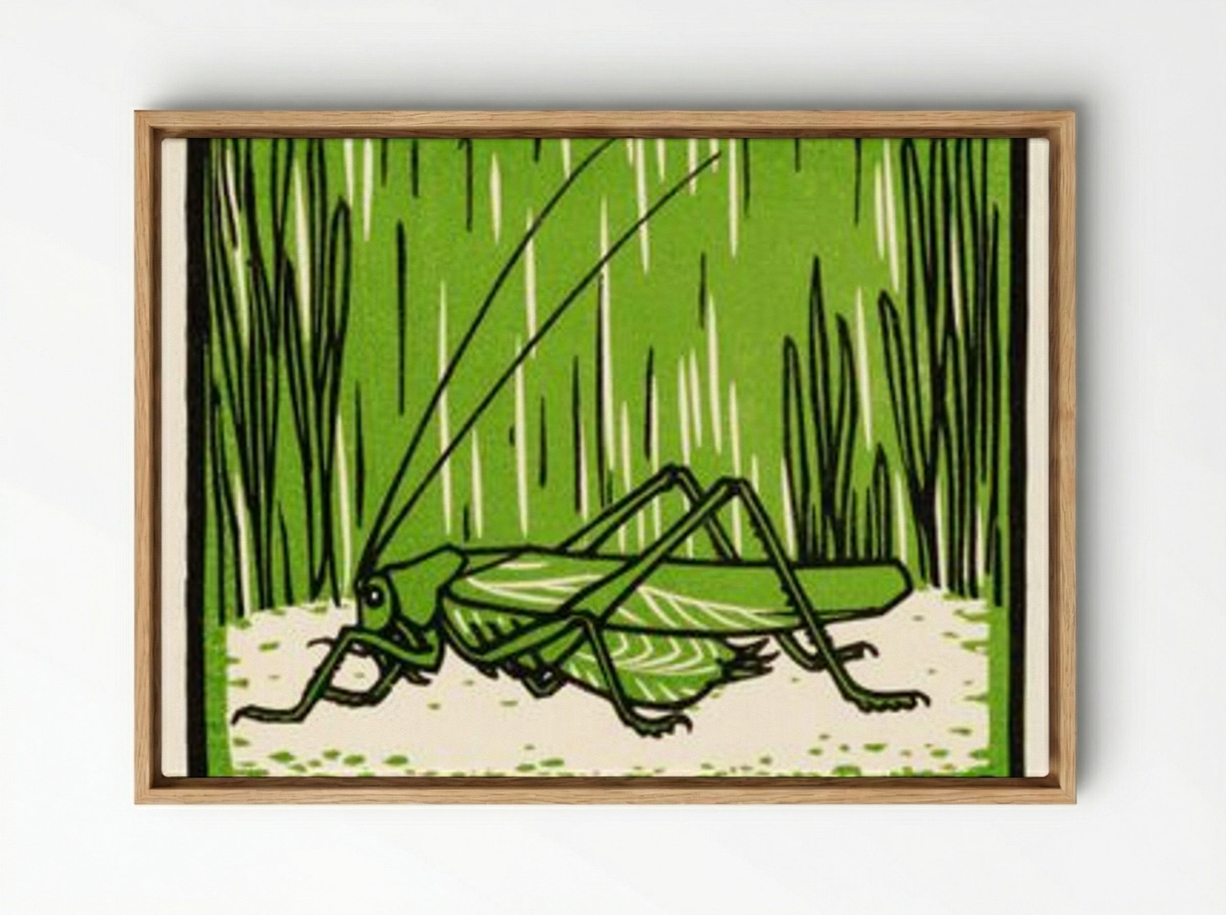 Grasshopper - Julie de Graag - Framed Canvas Wood