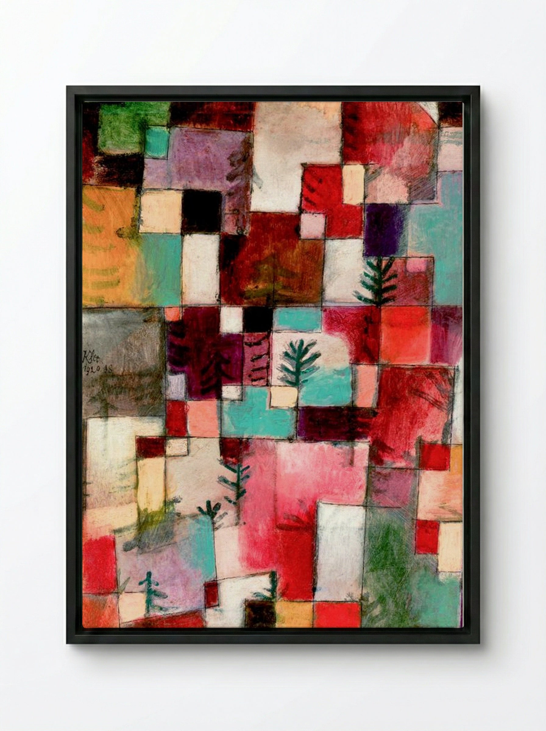 Red, Green and Violet-Yellow Rhythms - Paul Klee - Framed Canvas Black