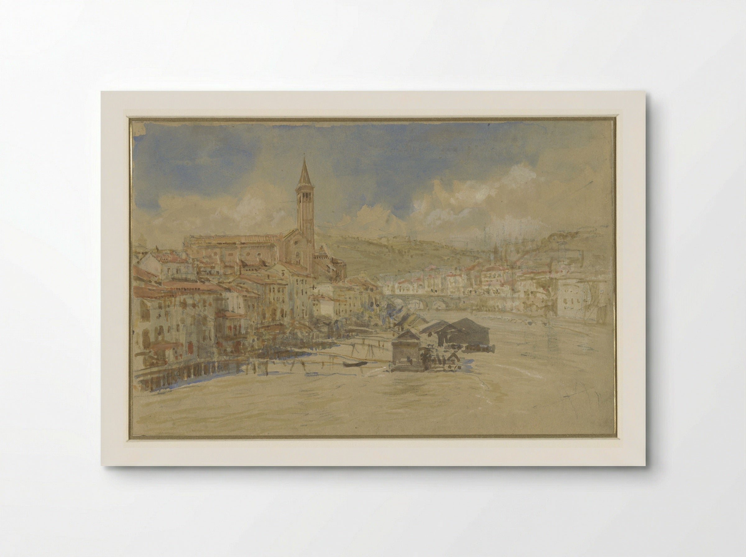 Gezicht op S. Anastasia te Verona, over de Adige - John Ruskin - Poster