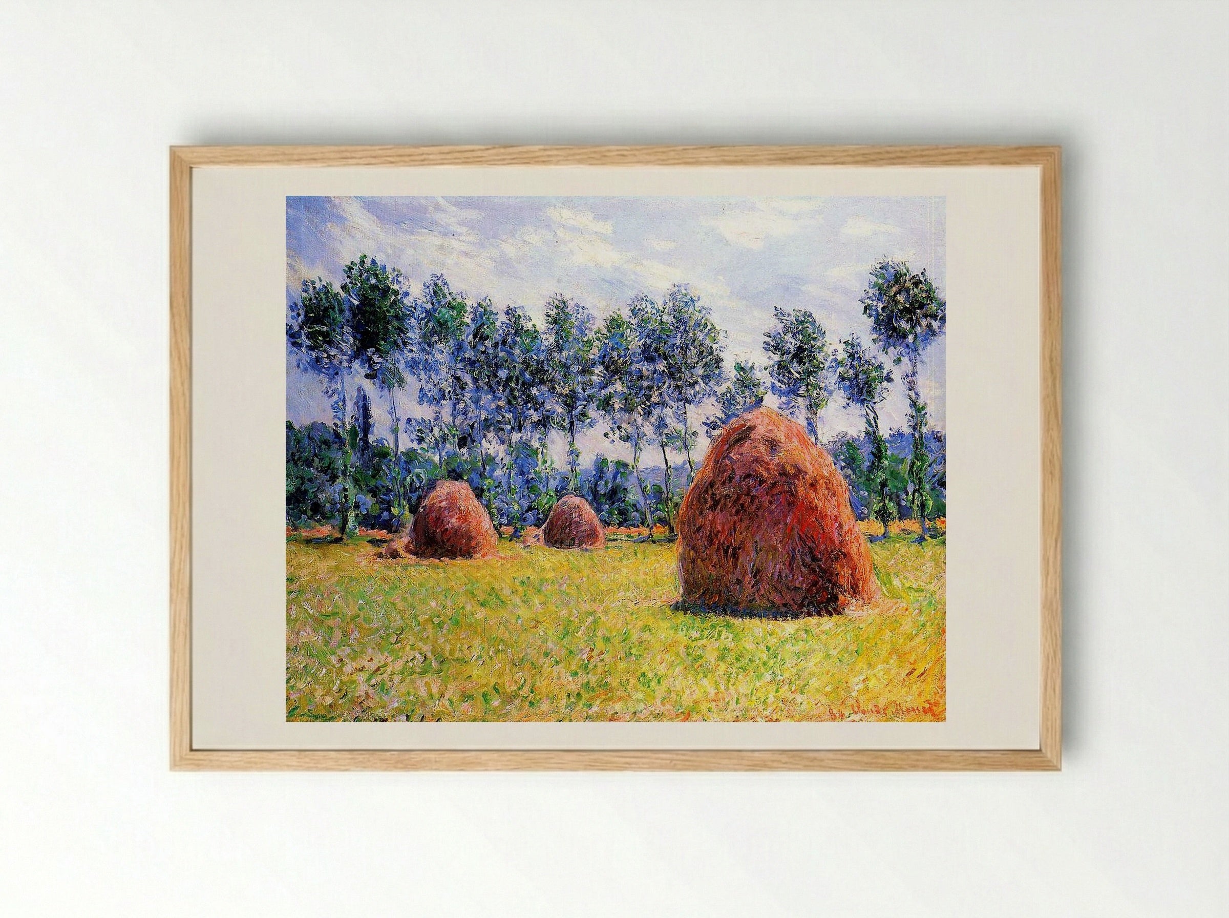 Haystacks at Giverny - Claude Monet - Framed Print Wood