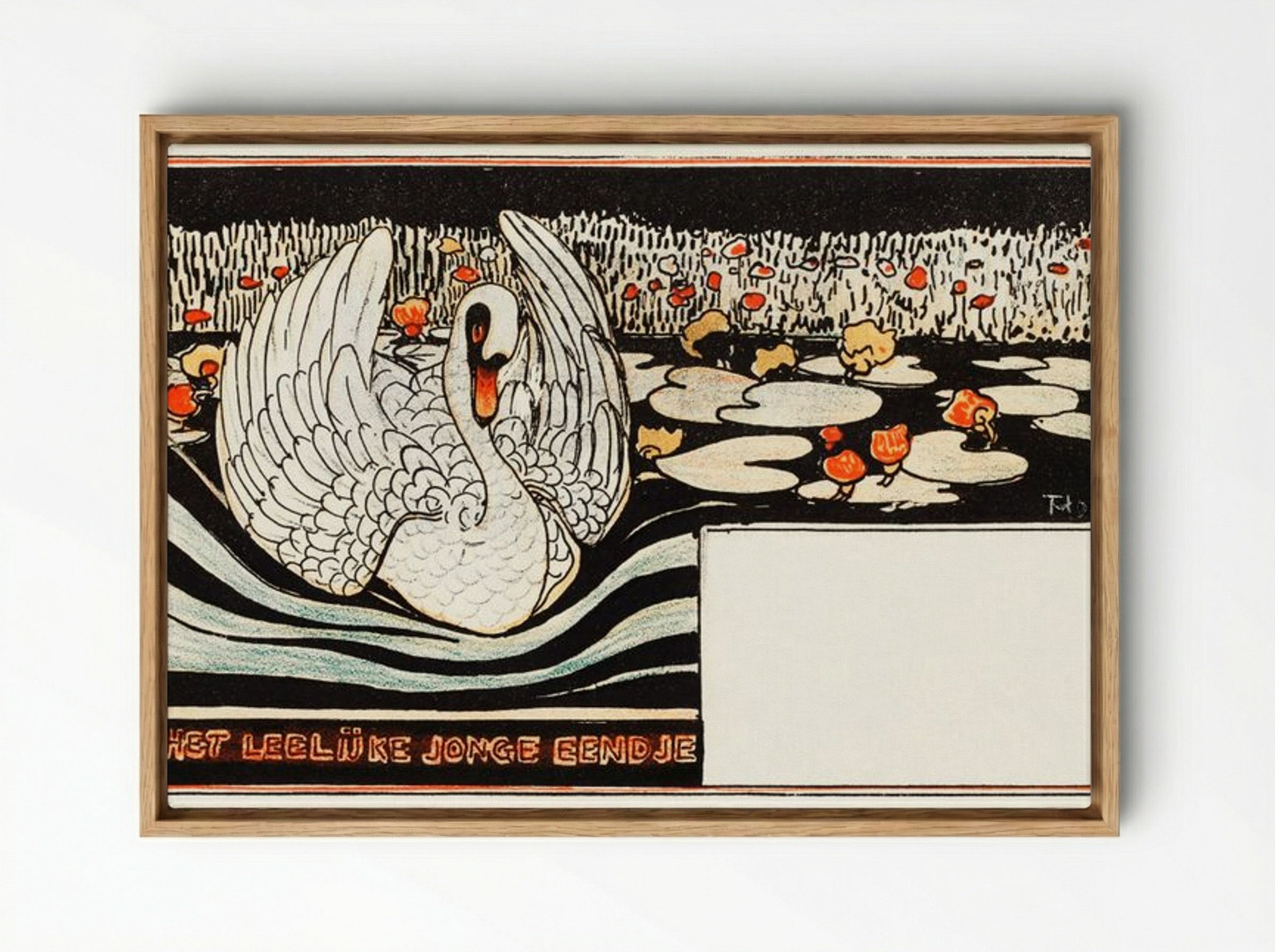 Het leelijke jonge eendje (The Ugly Duckling) - Theo van Hoytema - Framed Canvas Wood