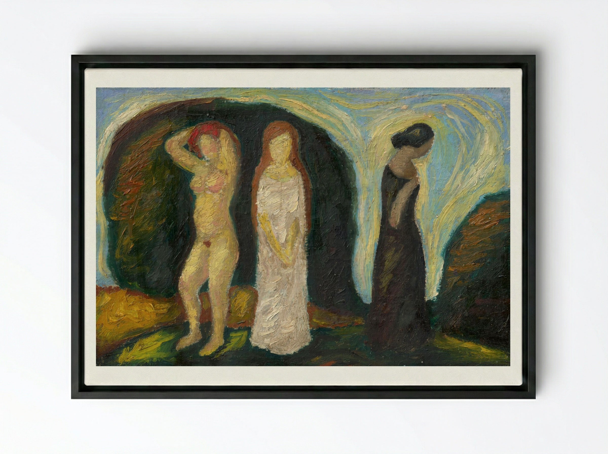 The Three Stages of a Woman's Life - Mikuláš Galanda - Framed Canvas Black