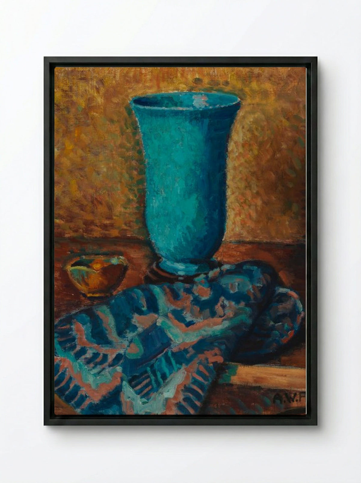 Sininen maljakko (Blue Vase) - Alfred William Finch - Framed Canvas Black