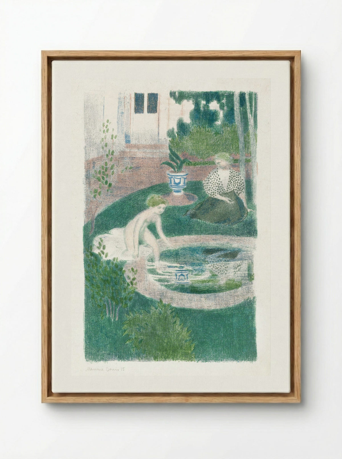 The Reflection in the Fountain (Le reflet dans la fontaine) - Maurice Denis - Framed Canvas Wood