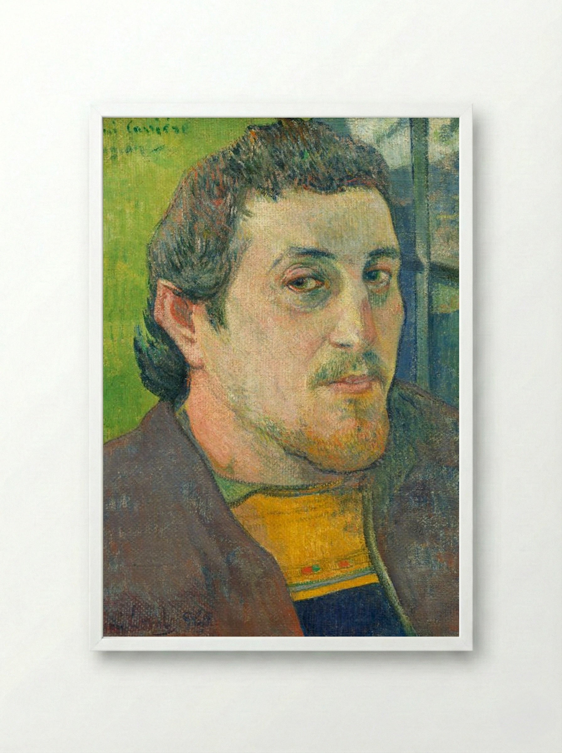 Self-Portrait Dedicated to Carrière - Paul Gauguin - Framed Print White