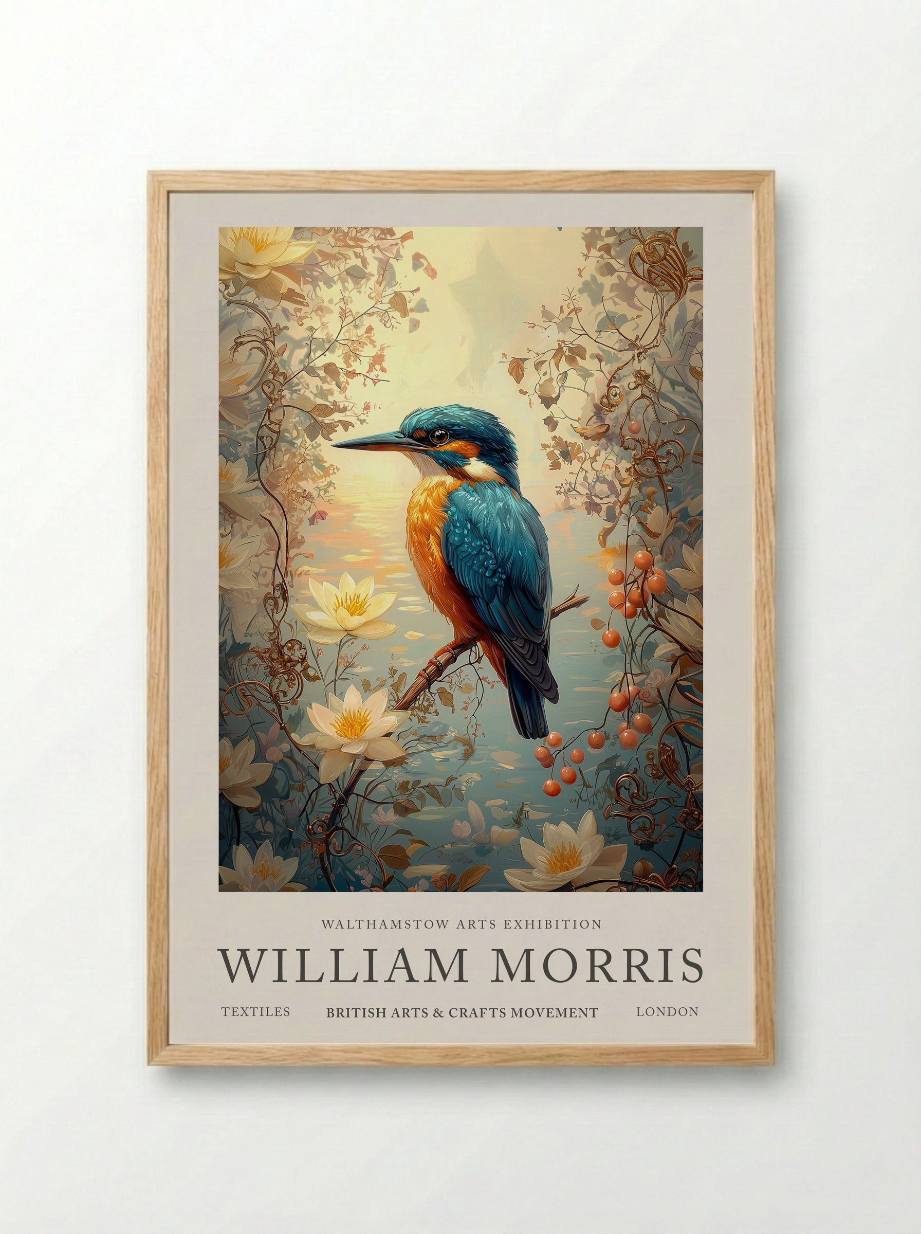 Kingfisher Calm - William Morris - Framed Print Wood