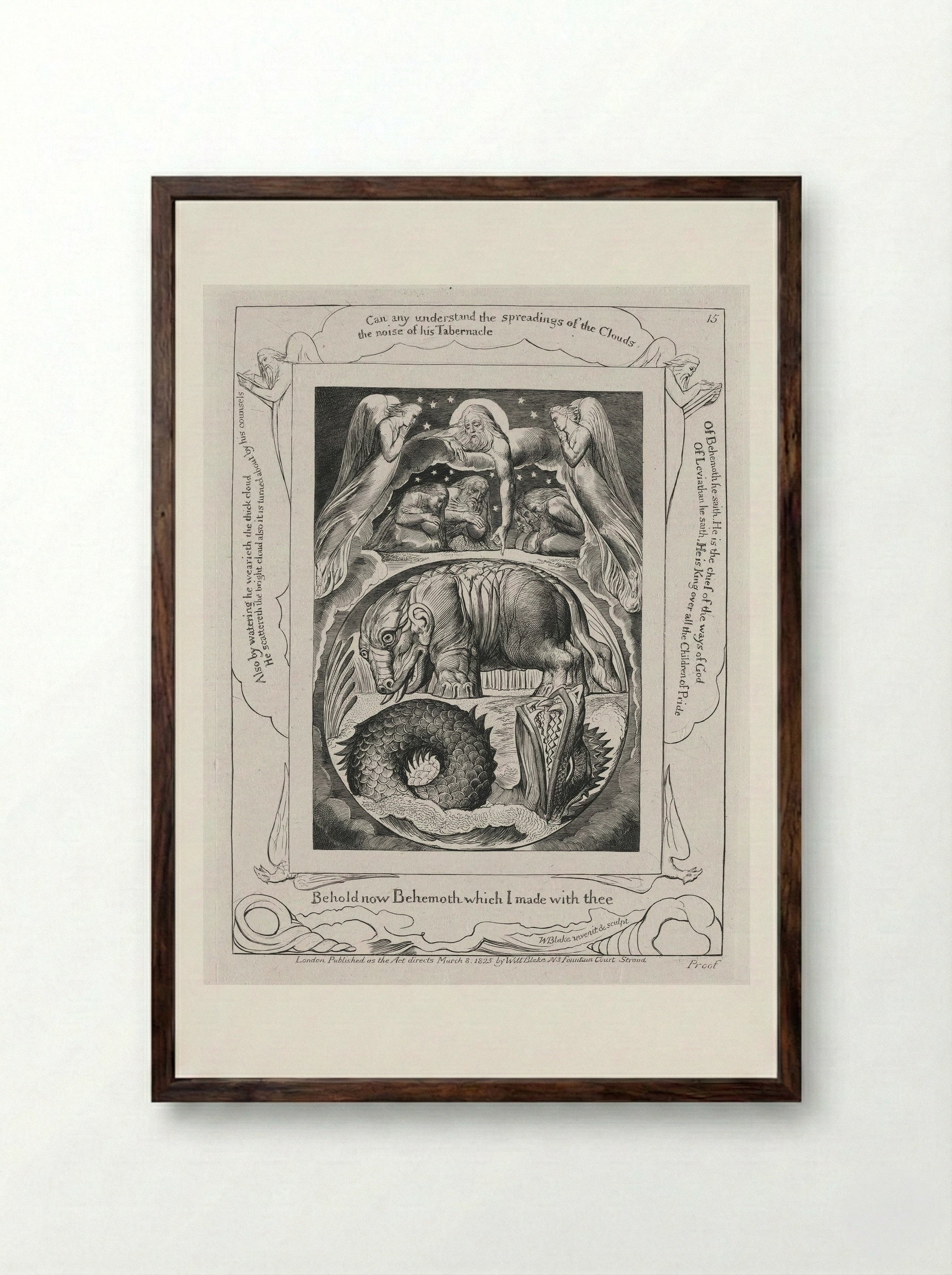 Behold now Behemoth which I made with thee - William Blake - Framed Print Dark Wood