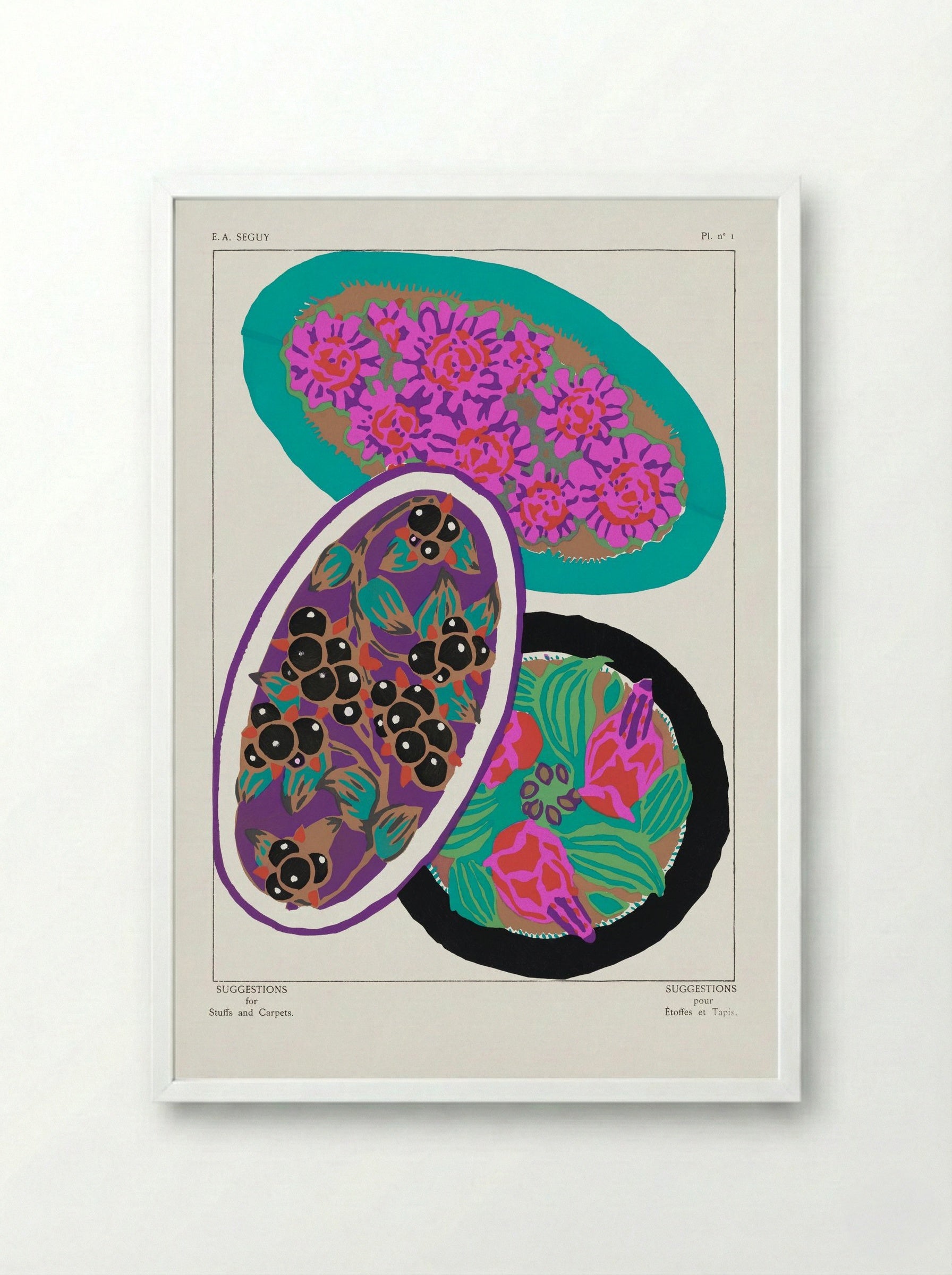 Pl. nº 1: Floral and Fruit Designs - Émile-Allain Séguy - Framed Print White