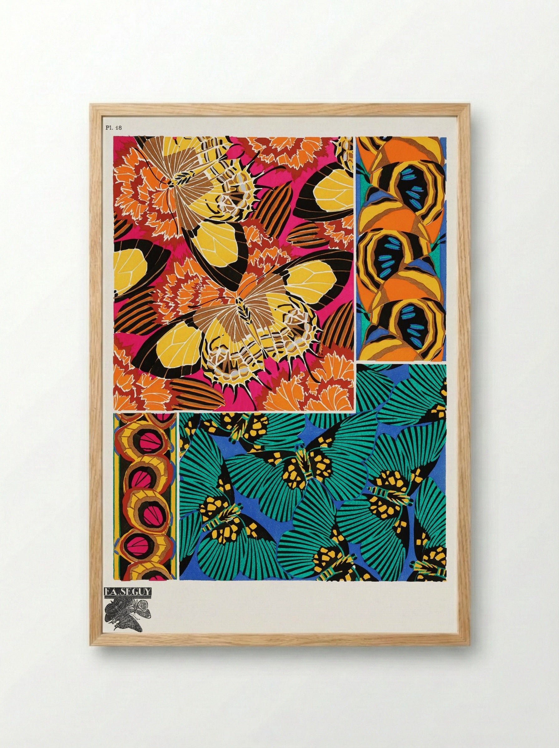 Papillons, Plate 18 (Butterfly Pattern) - Émile-Allain Séguy - Framed Print Wood