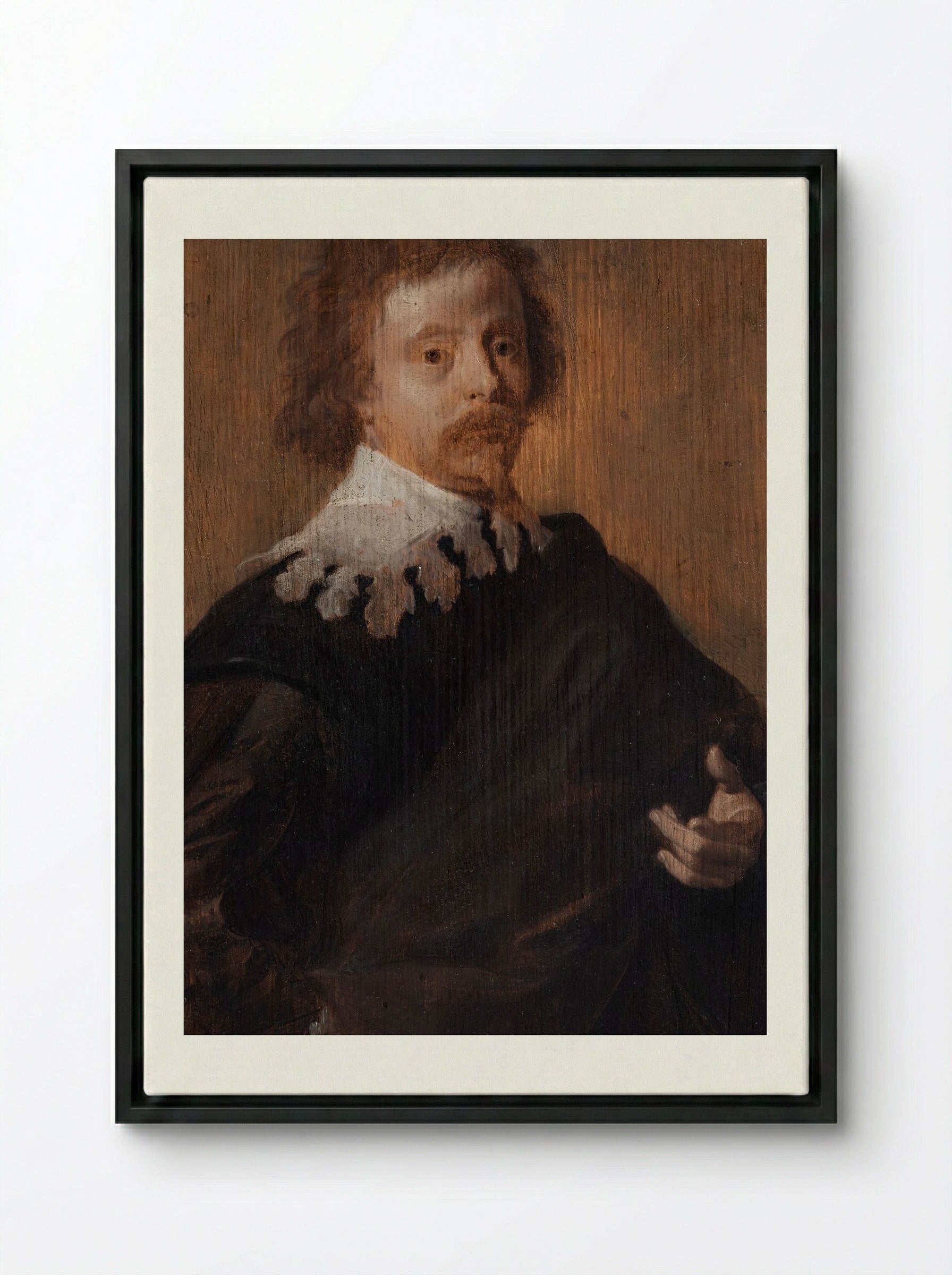 Portrait of Cornelis van Poelenburgh - Anthony van Dyck - Framed Canvas Black