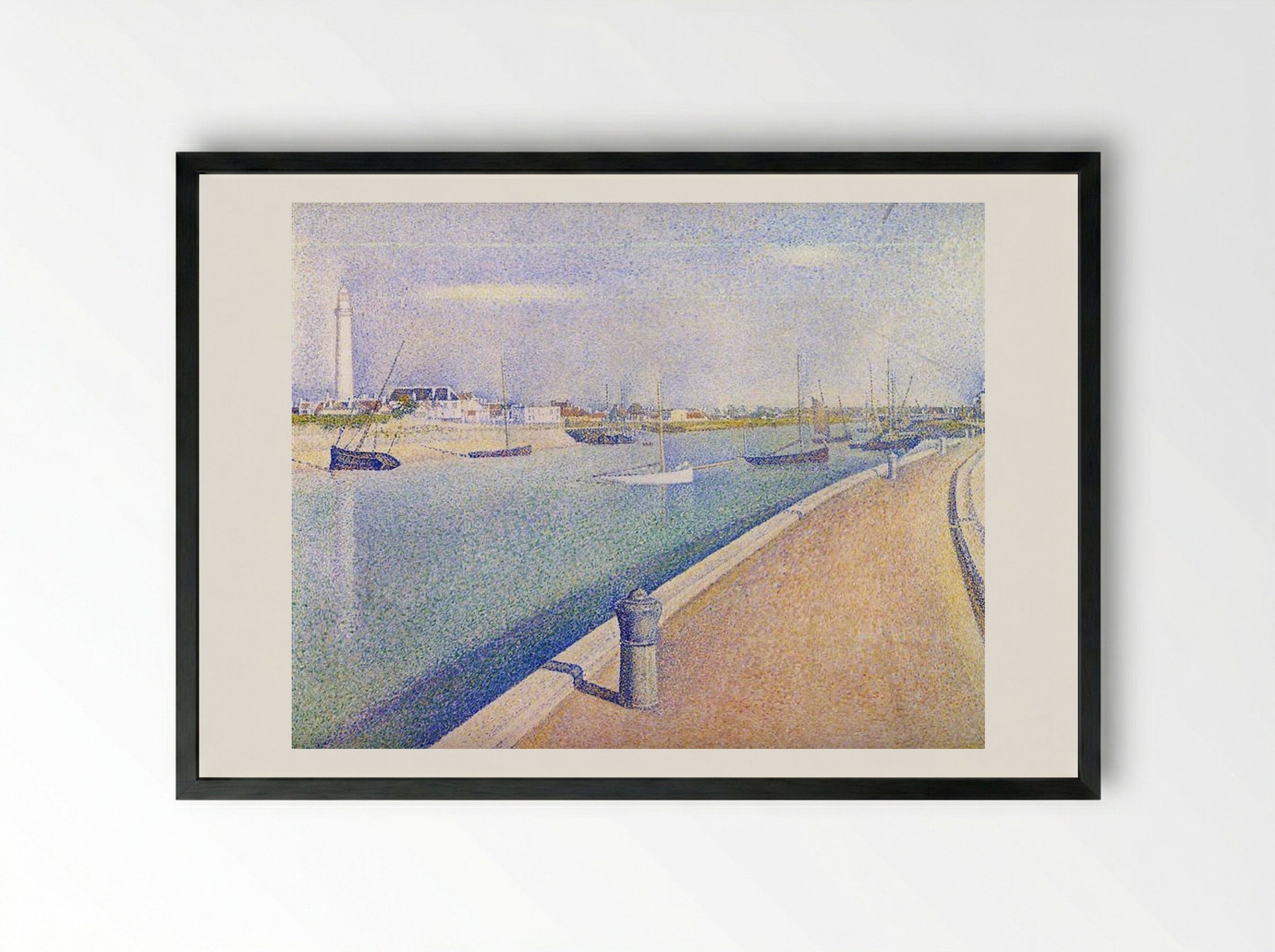 The Channel of Gravelines, Petit Fort Philippe - Georges Seurat - Framed Print Black