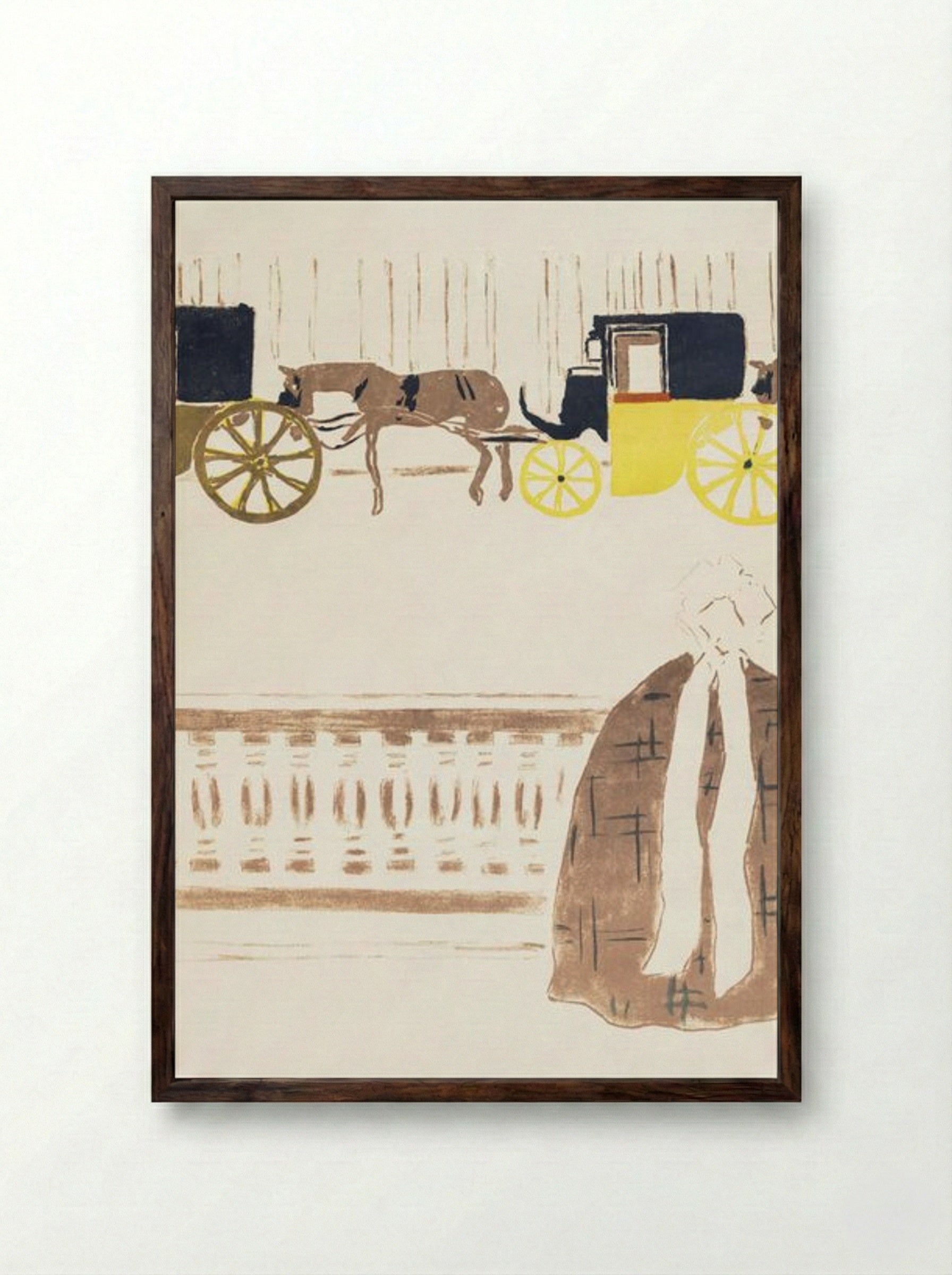 Nursemaids' Promenade, Frieze of Carriages - Pierre Bonnard - Framed Print Dark Wood