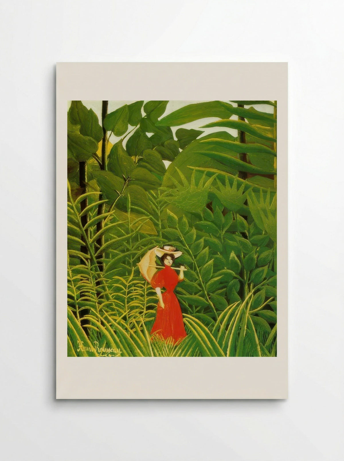 Woman in Red in the Forest by Henri Rousseau – Naïve Art Figurative Jungle Print - Poster