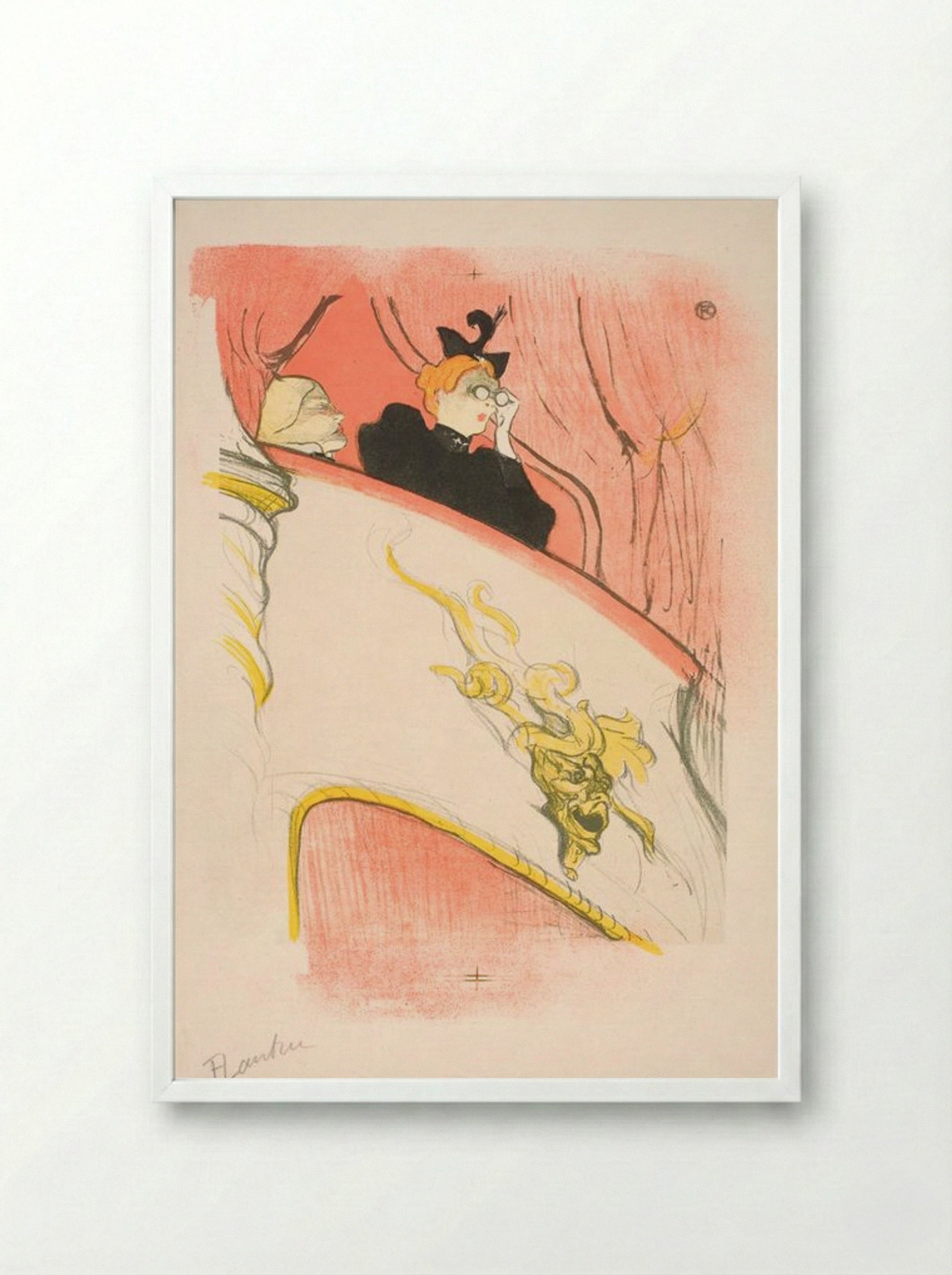 La Loge au Mascaron Doré - Henri de Toulouse-Lautrec - Framed Print White