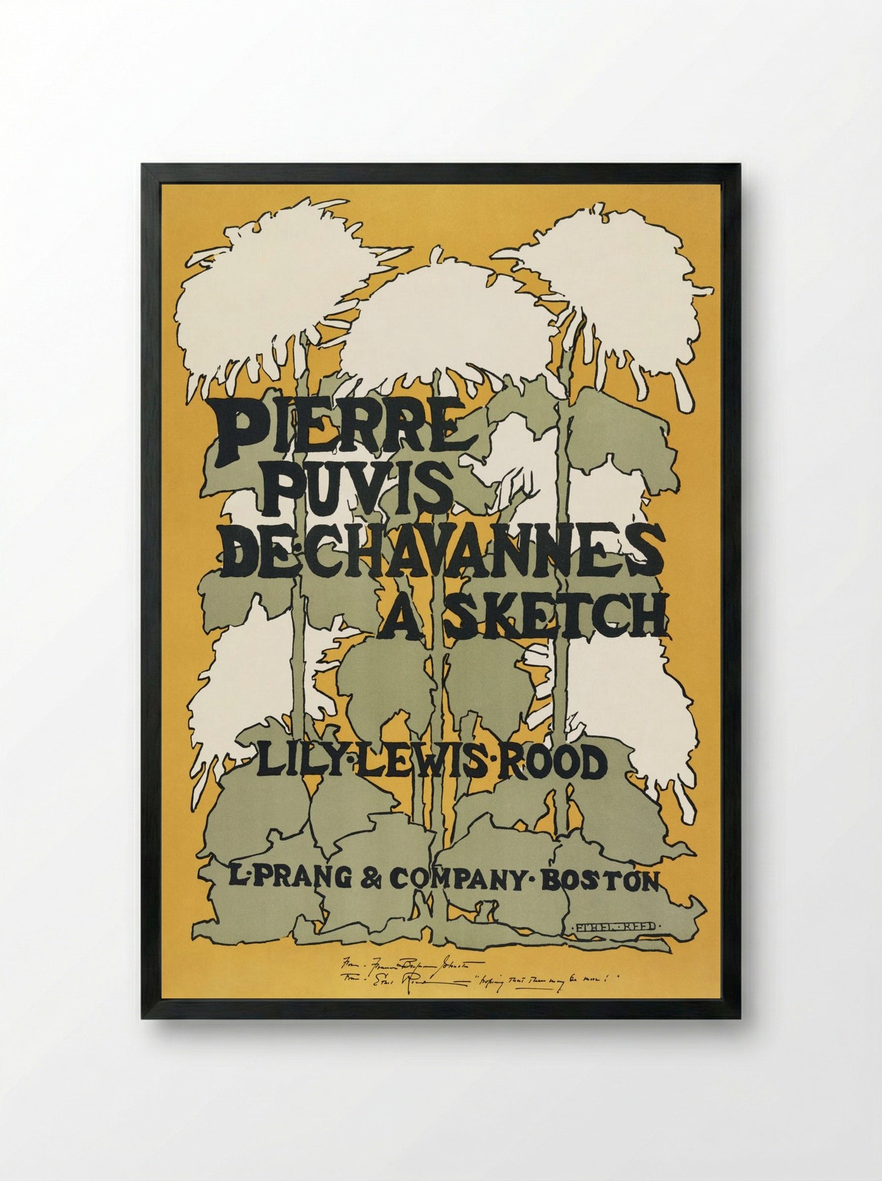 Pierre Puvis de Chavannes: A Sketch of Lily Lewis Rood - Ethel Reed - Framed Print Black