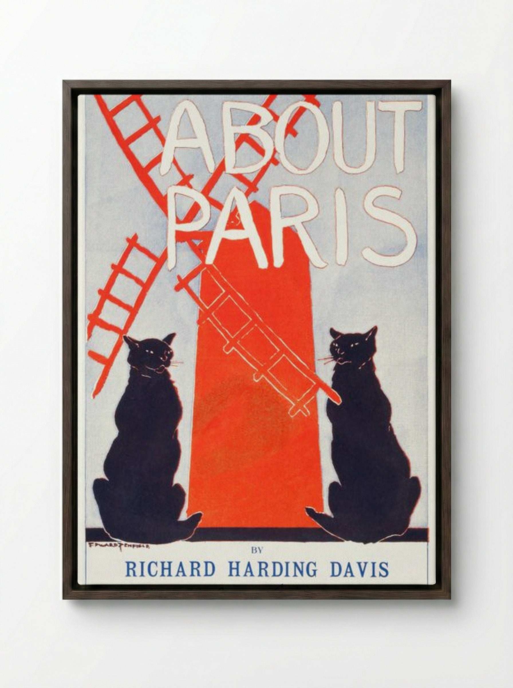 About Paris - Edward Penfield - Framed Canvas Dark Wood